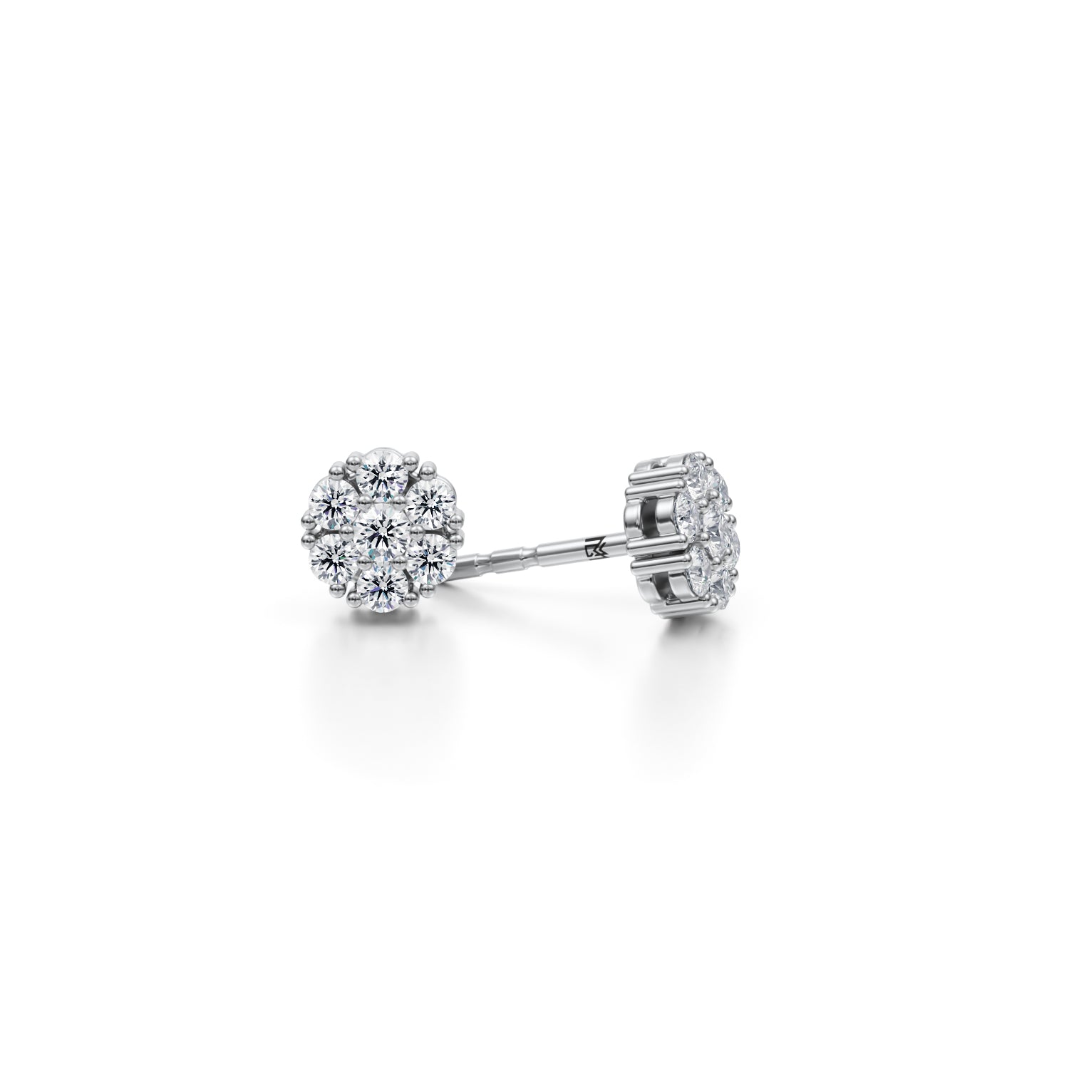 Round Cluster Stud Earrings 1/2 Carat