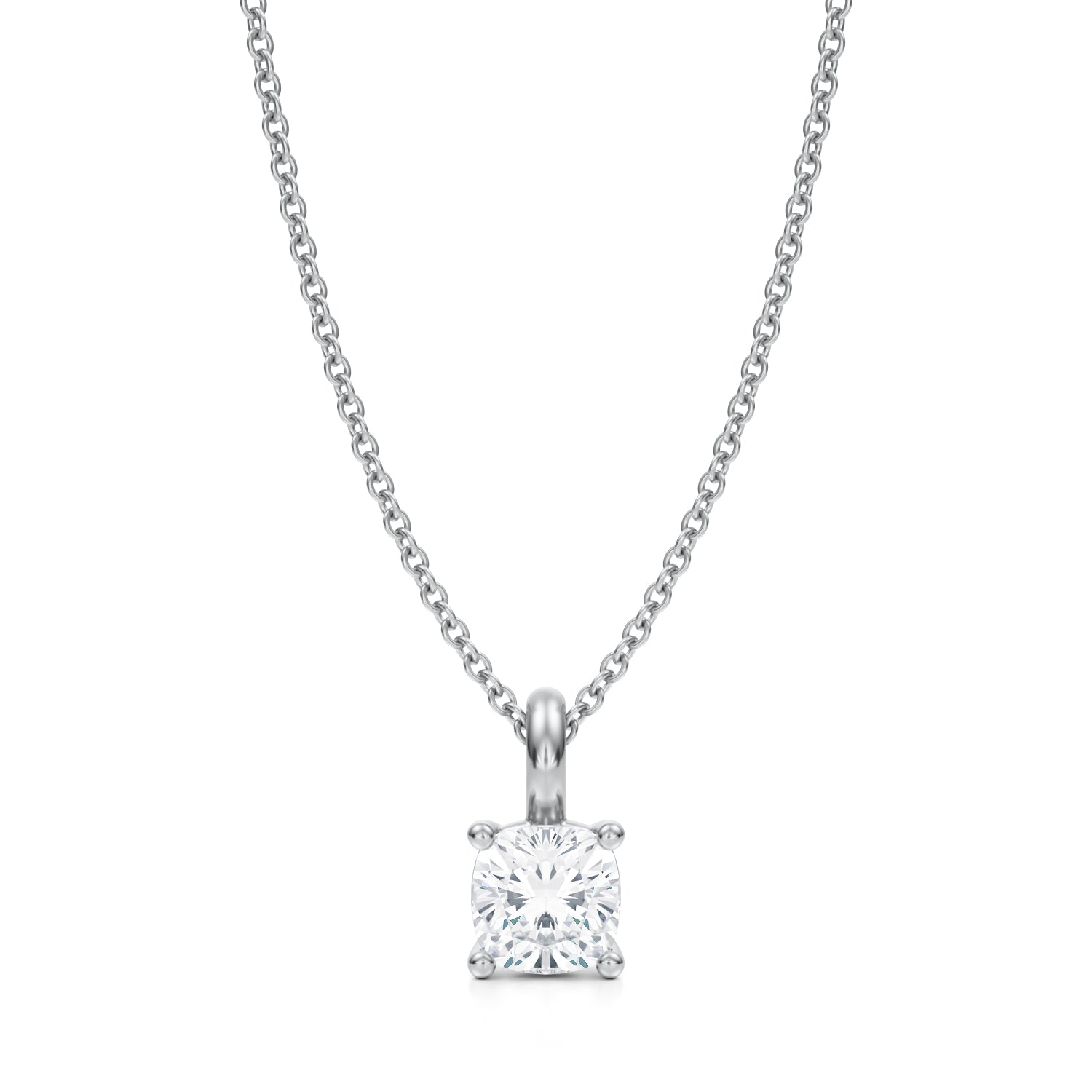 3/4 Carat Cushion Lab Grown Diamond Solitaire Pendant