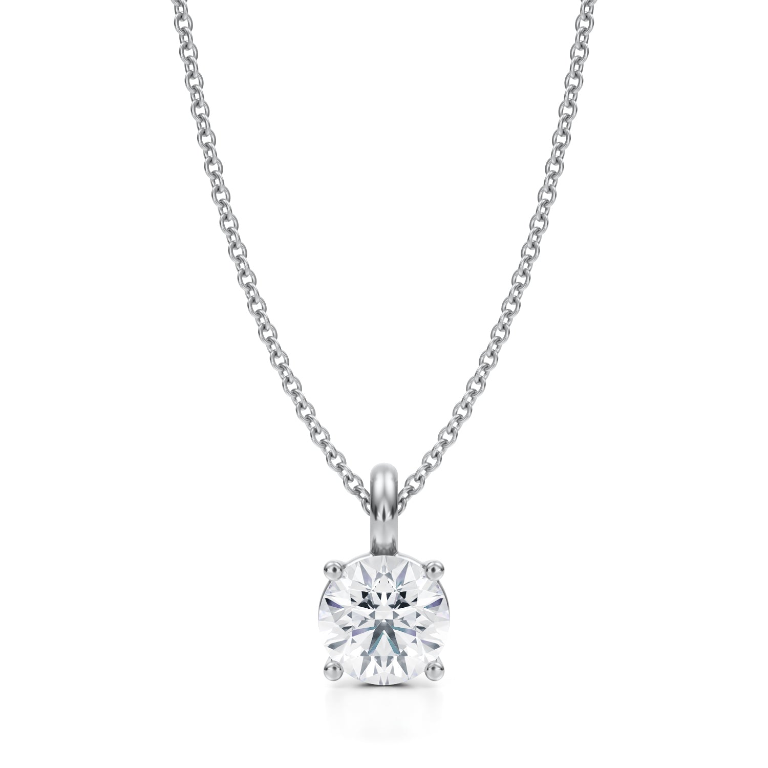 1 Carat Round Lab Grown Diamond Solitaire Pendant