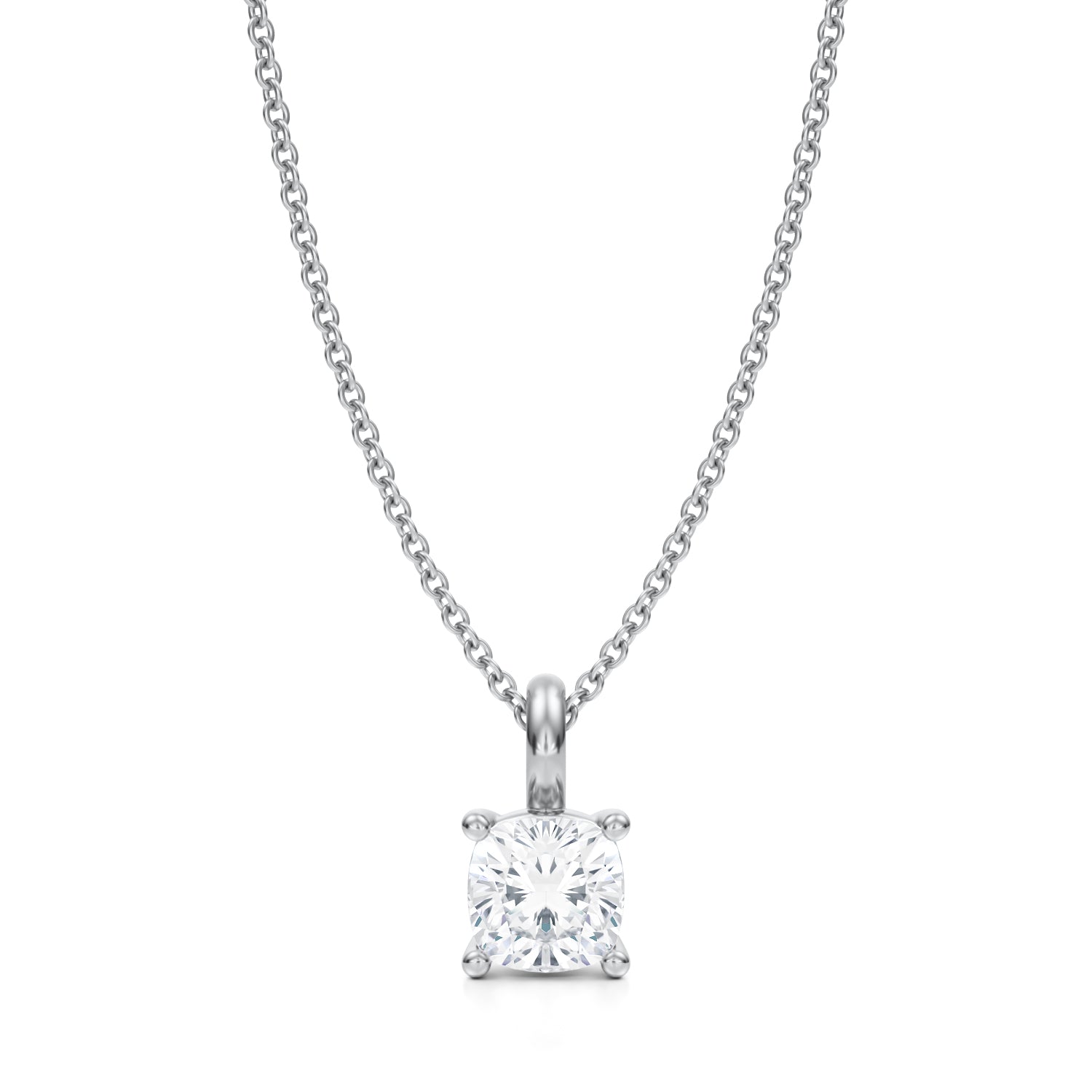 1 Carat Cushion Lab Grown Diamond Solitaire Pendant