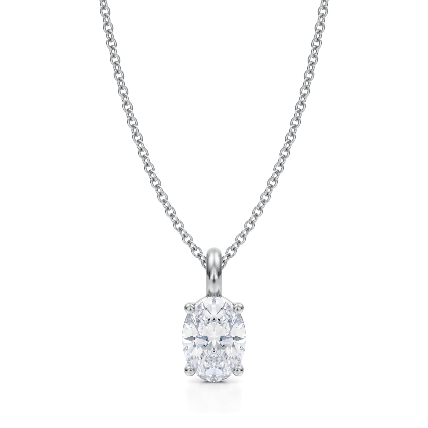 1 Carat Oval Lab Grown Diamond Solitaire Pendant