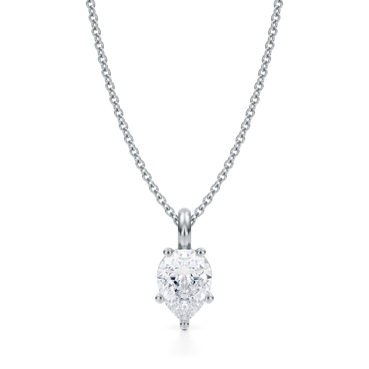 1 Carat Pear Lab Grown Diamond Solitaire Pendant