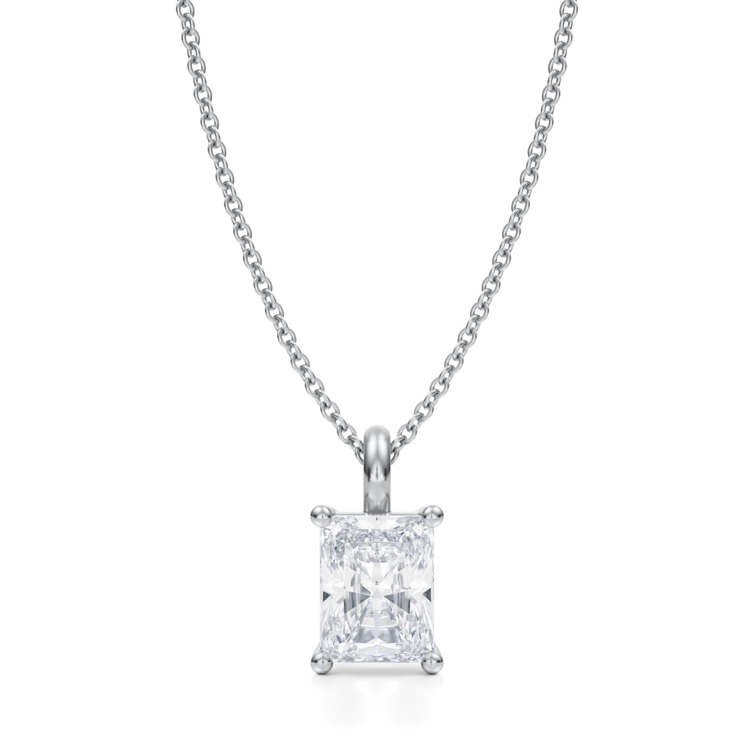 1 Carat Radiant Lab Grown Diamond Solitaire Pendant