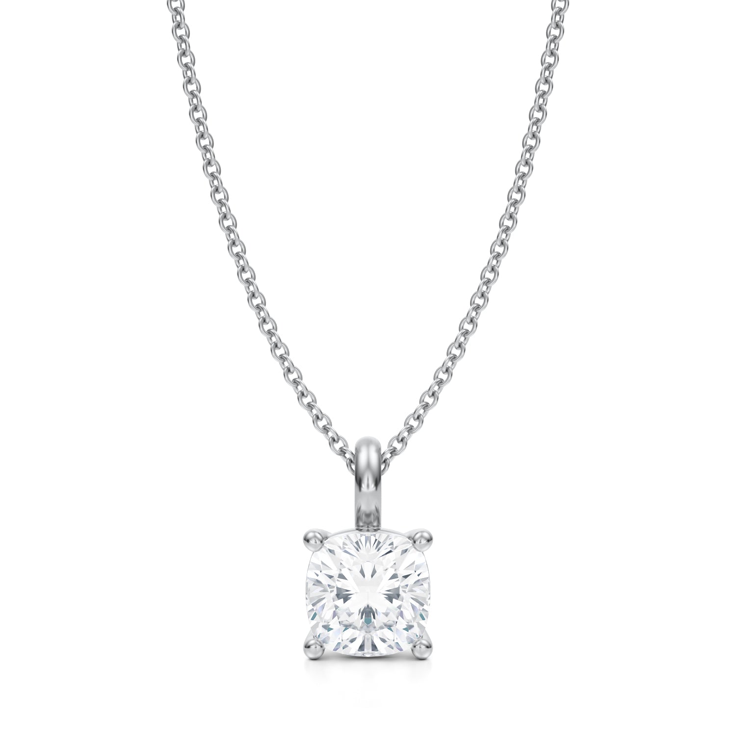 1 1/2 Carat Cushion Lab Grown Diamond Solitaire Pendant