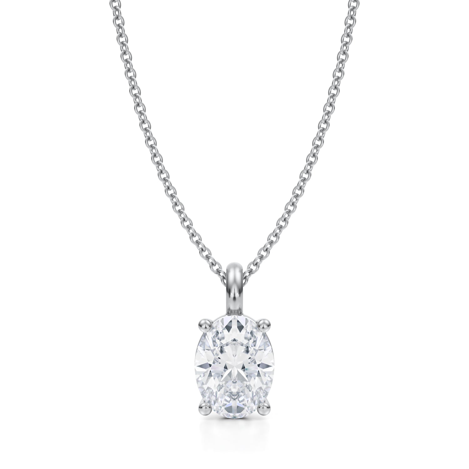 1 1/2 Carat Oval Lab Grown Diamond Solitaire Pendant