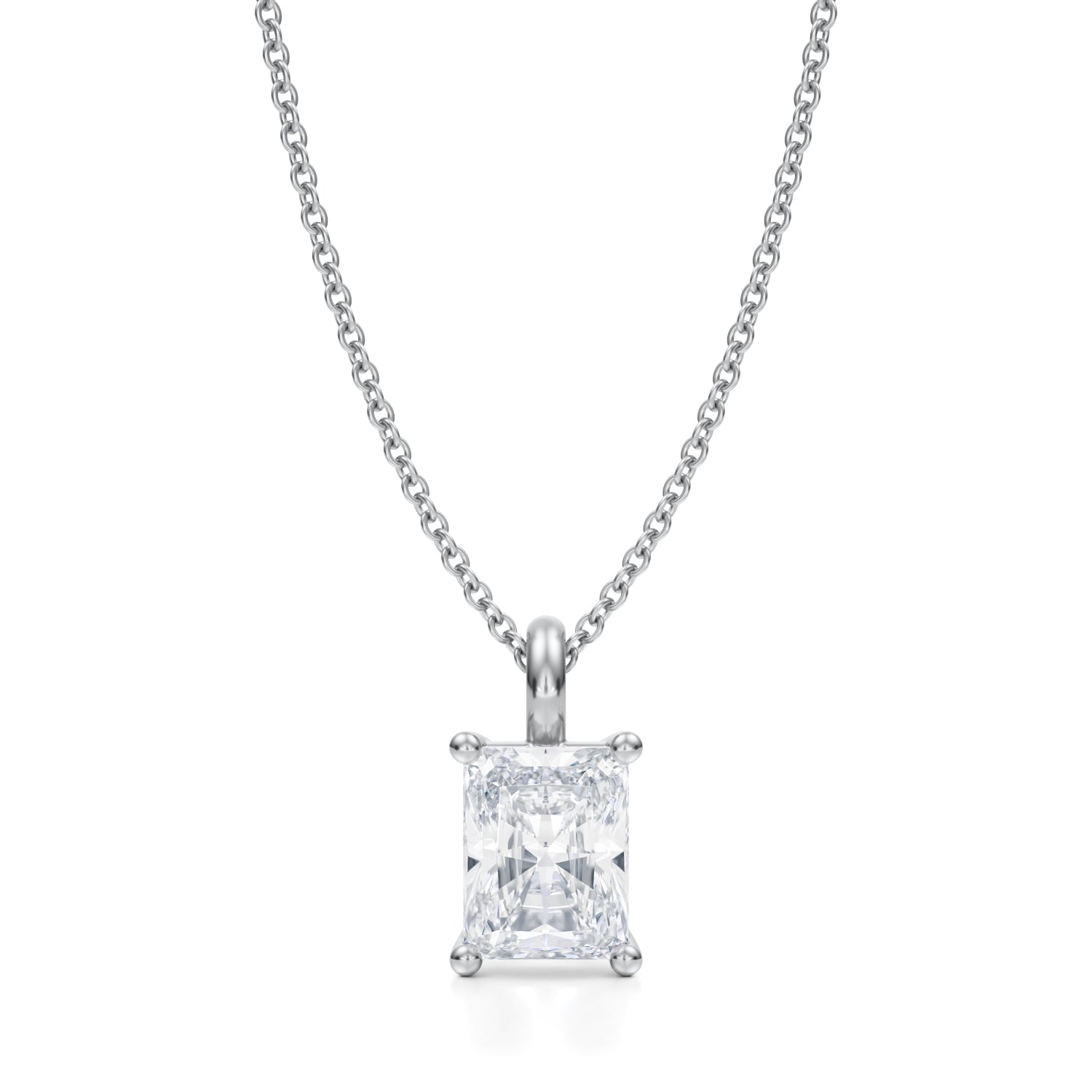 1 1/2 Carat Radiant Lab Grown Diamond Solitaire Pendant