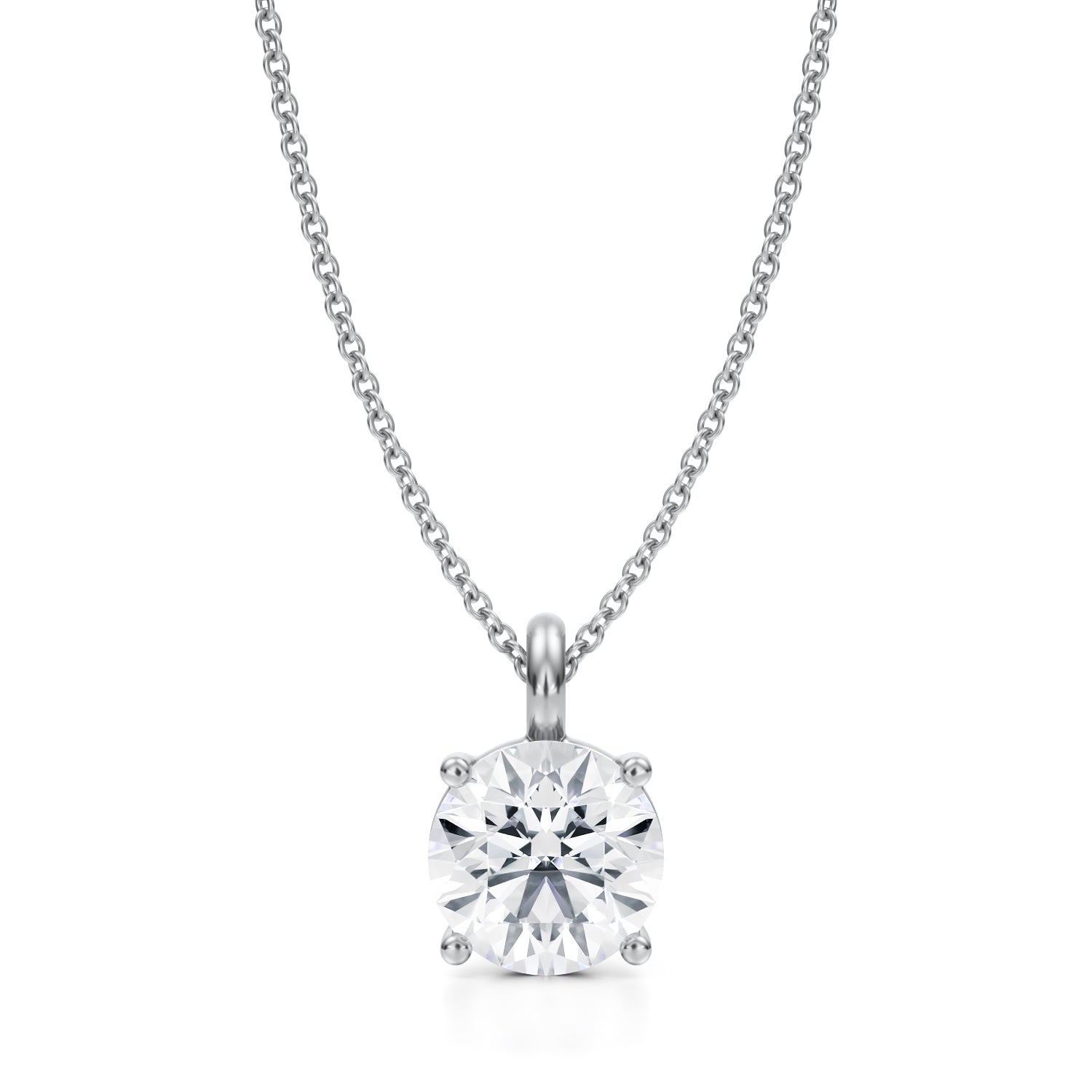 2 Carat Round Lab Grown Diamond Solitaire Pendant