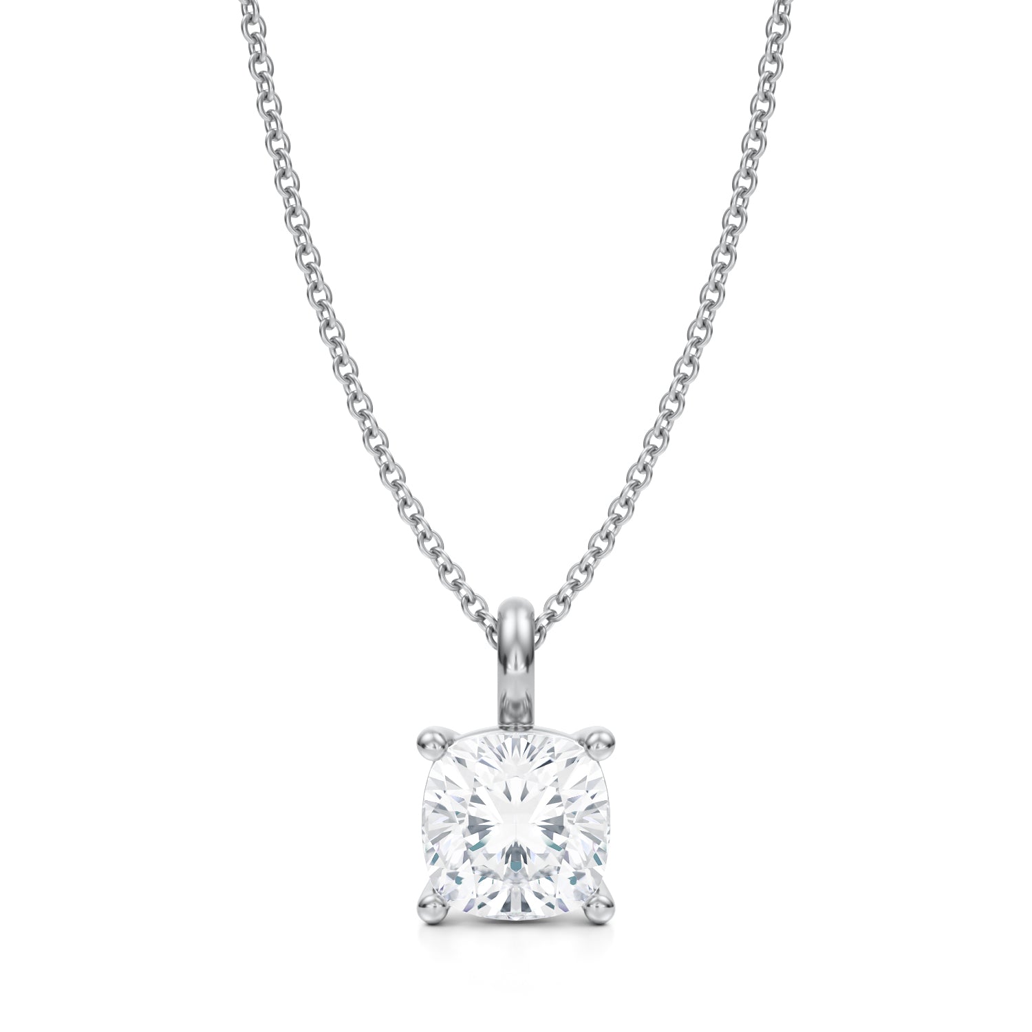 2 Carat Cushion Lab Grown Diamond Solitaire Pendant