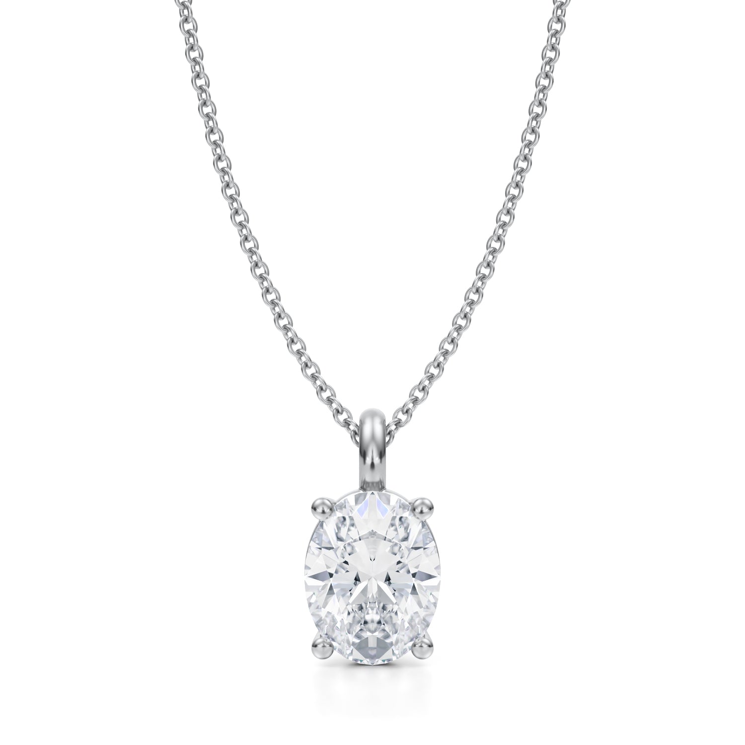 2 Carat Oval Lab Grown Diamond Solitaire Pendant