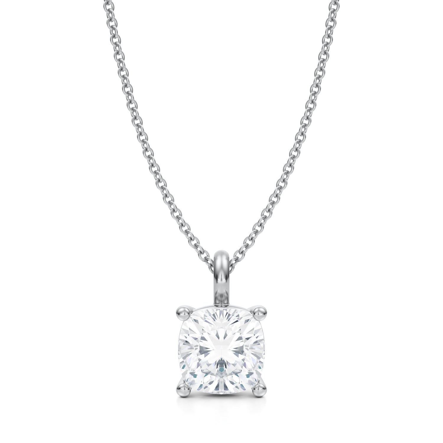 2 1/2 Carat Cushion Lab Grown Diamond Solitaire Pendant