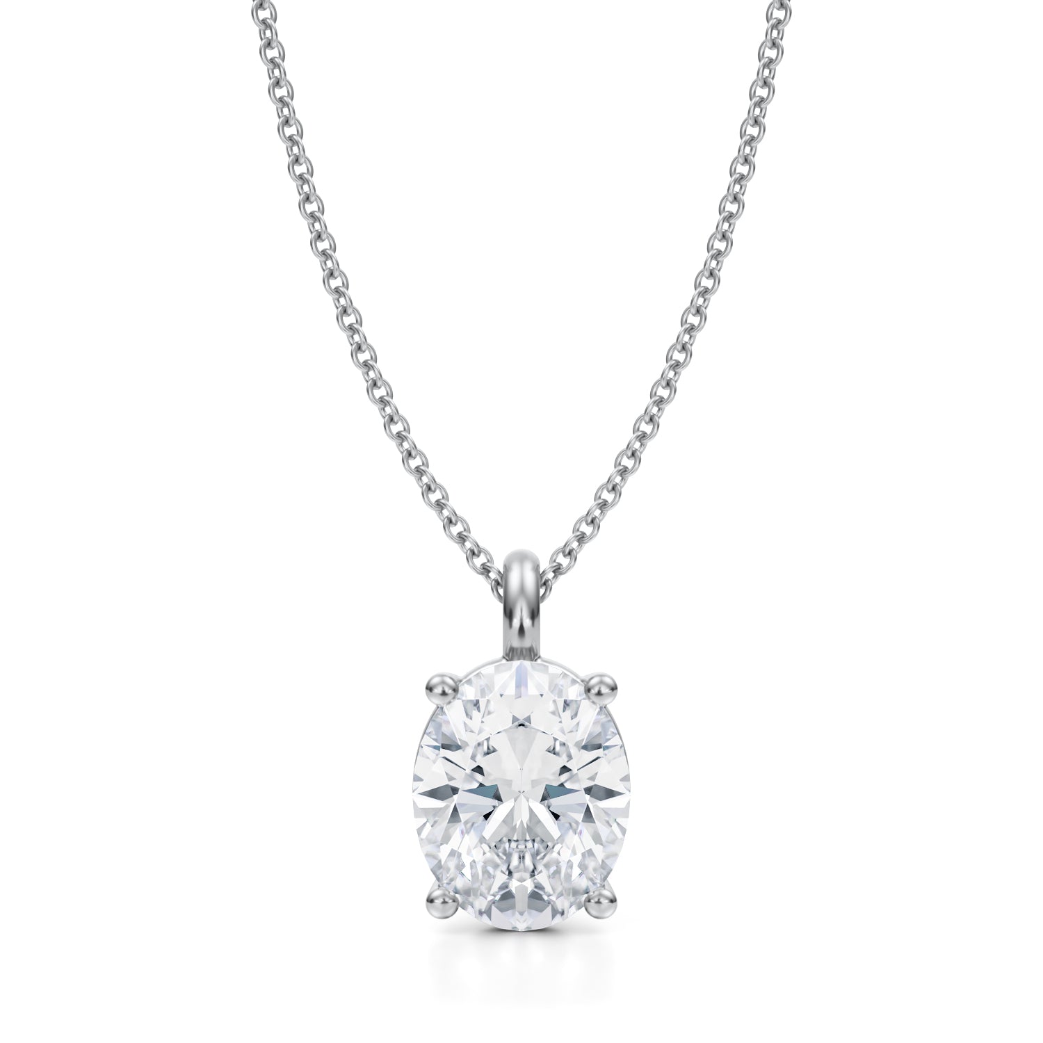 2 1/2 Carat Oval Lab Grown Diamond Solitaire Pendant