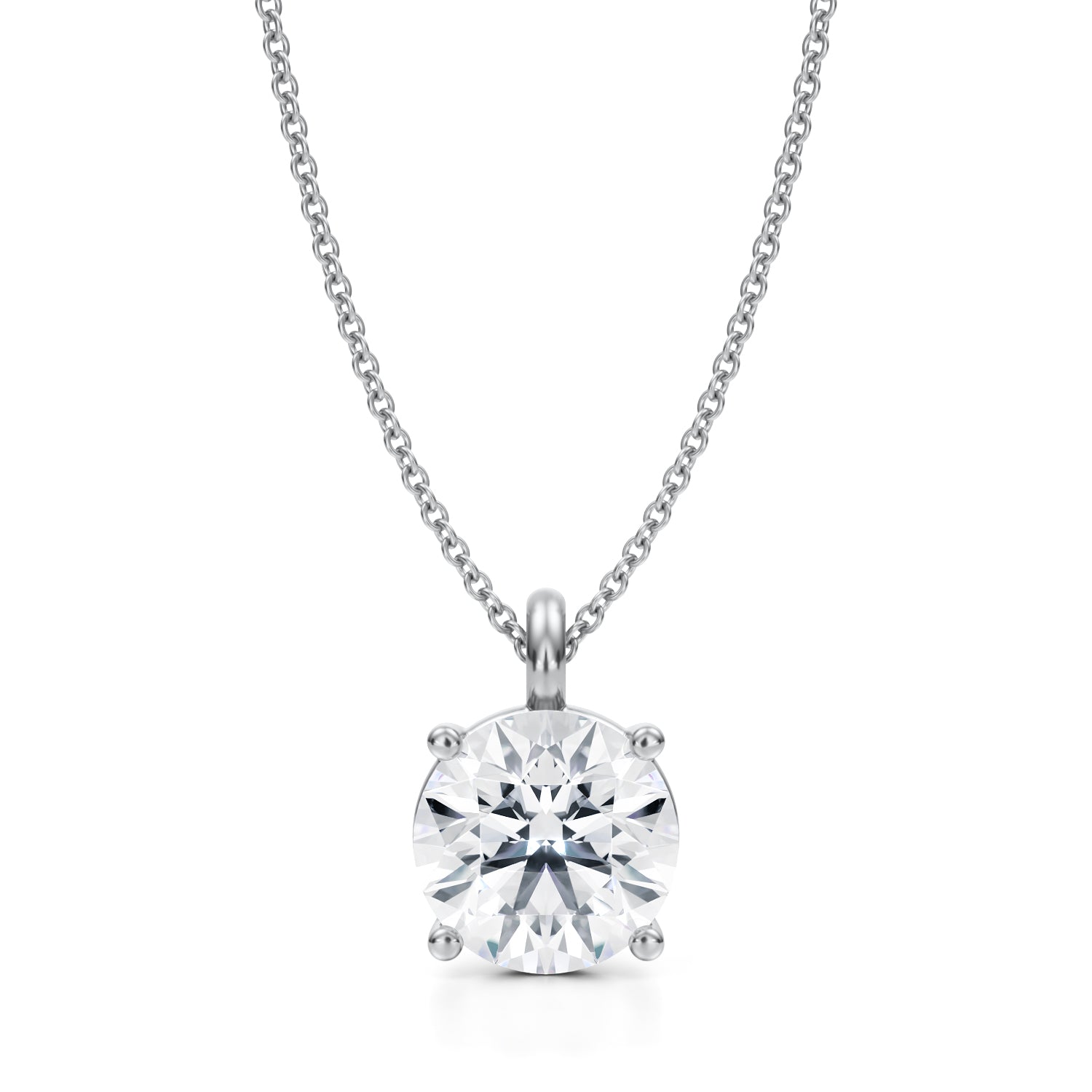 3 Carat Round Lab Grown Diamond Solitaire Pendant