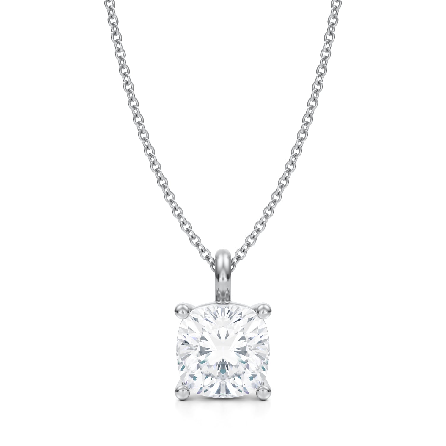 3 Carat Cushion Lab Grown Diamond Solitaire Pendant