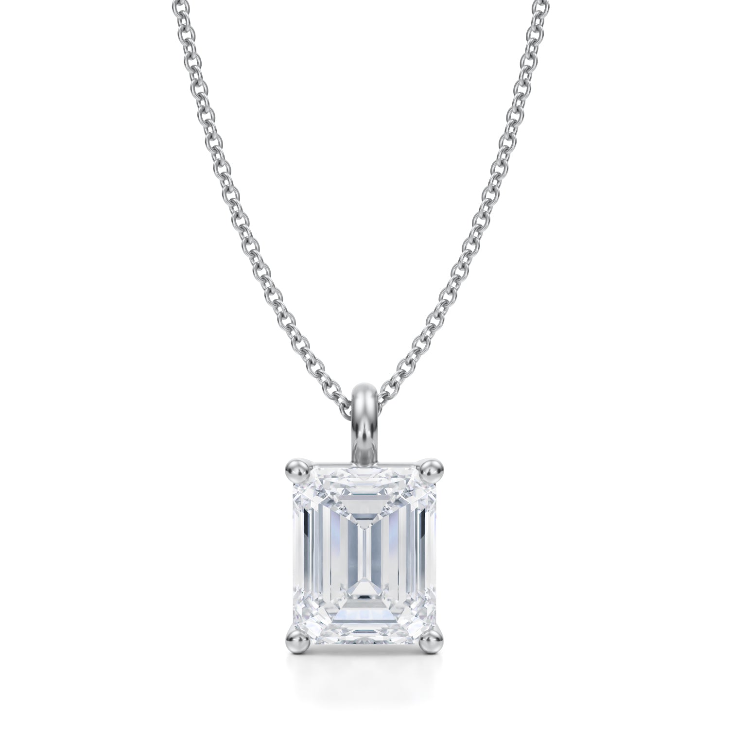 3 Carat Emerald Lab Grown Diamond Solitaire Pendant