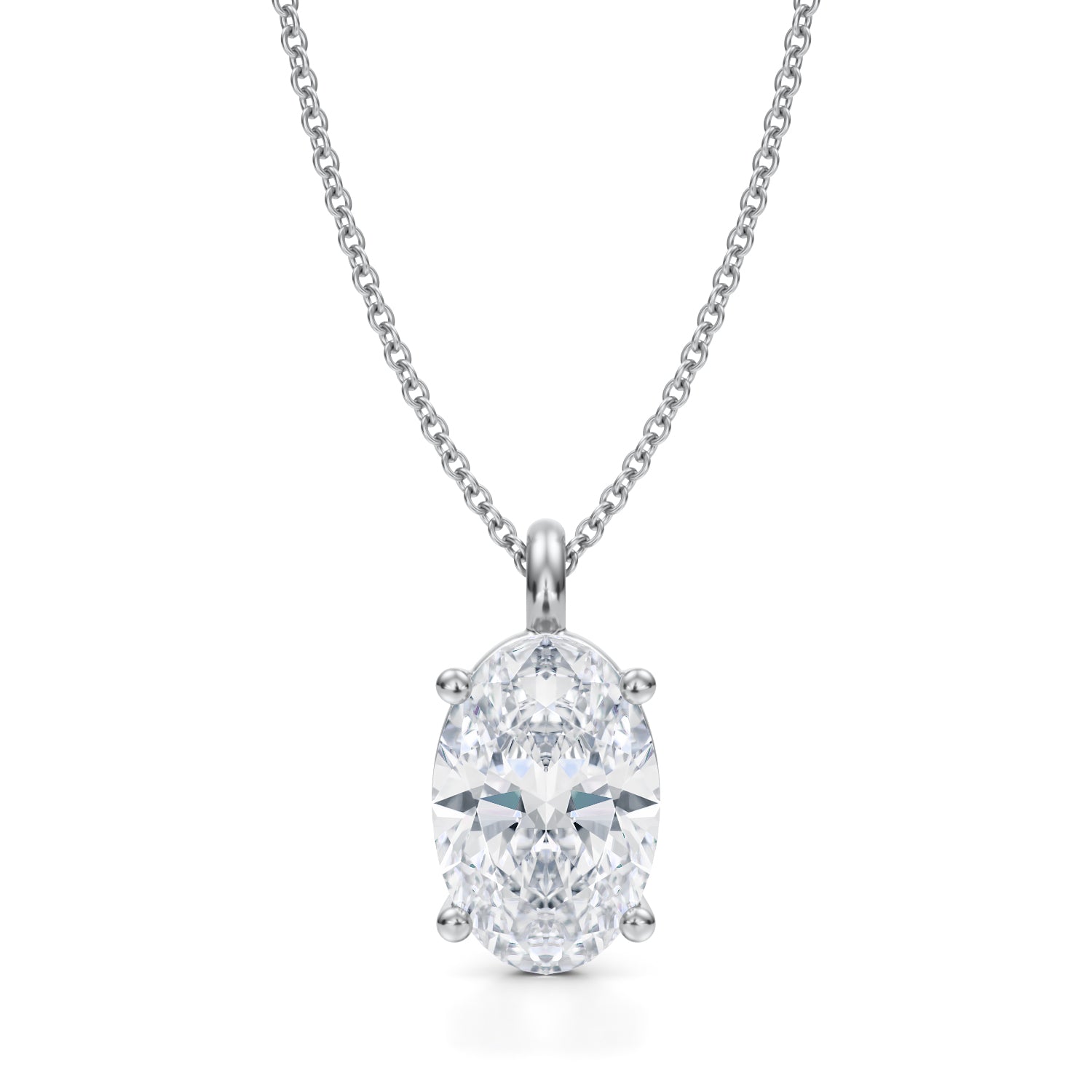 3 Carat Oval Lab Grown Diamond Solitaire Pendant