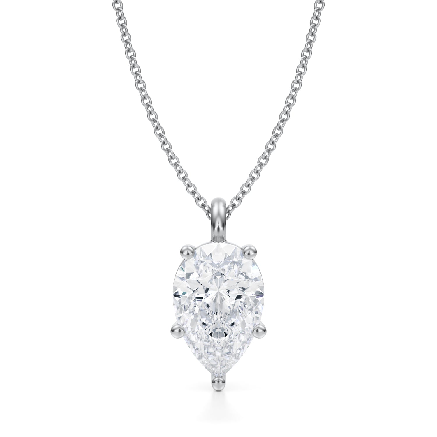 3 Carat Pear Lab Grown Diamond Solitaire Pendant