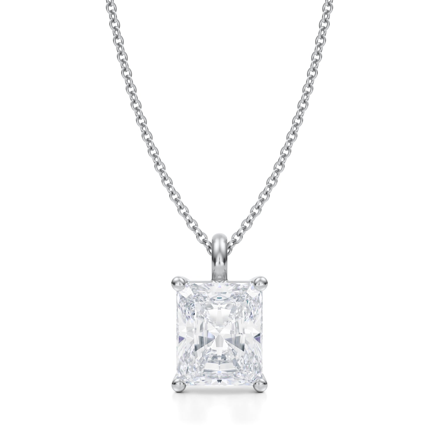 3 Carat Radiant Lab Grown Diamond Solitaire Pendant