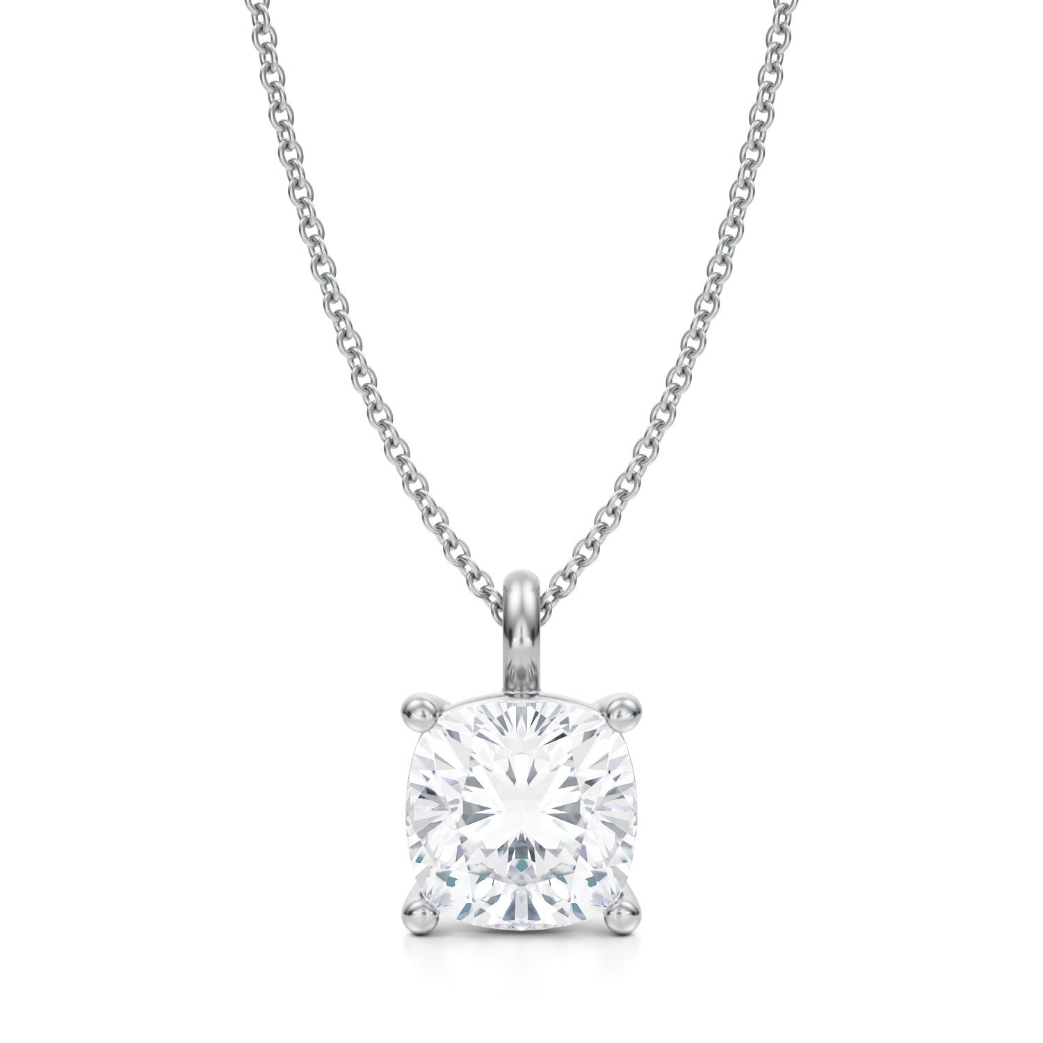 3 1/2 Carat Cushion Lab Grown Diamond Solitaire Pendant