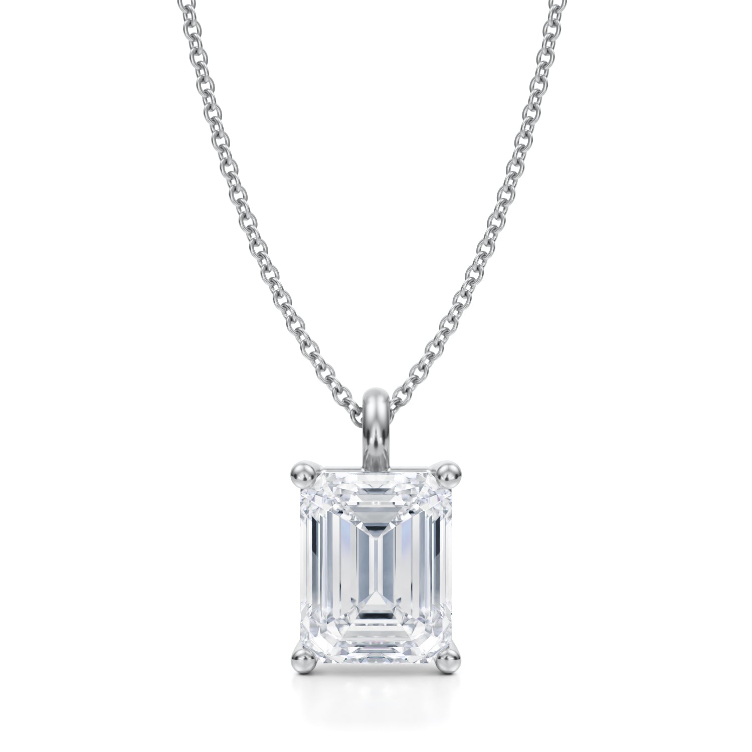 3 1/2 Carat Emerald Lab Grown Diamond Solitaire Pendant