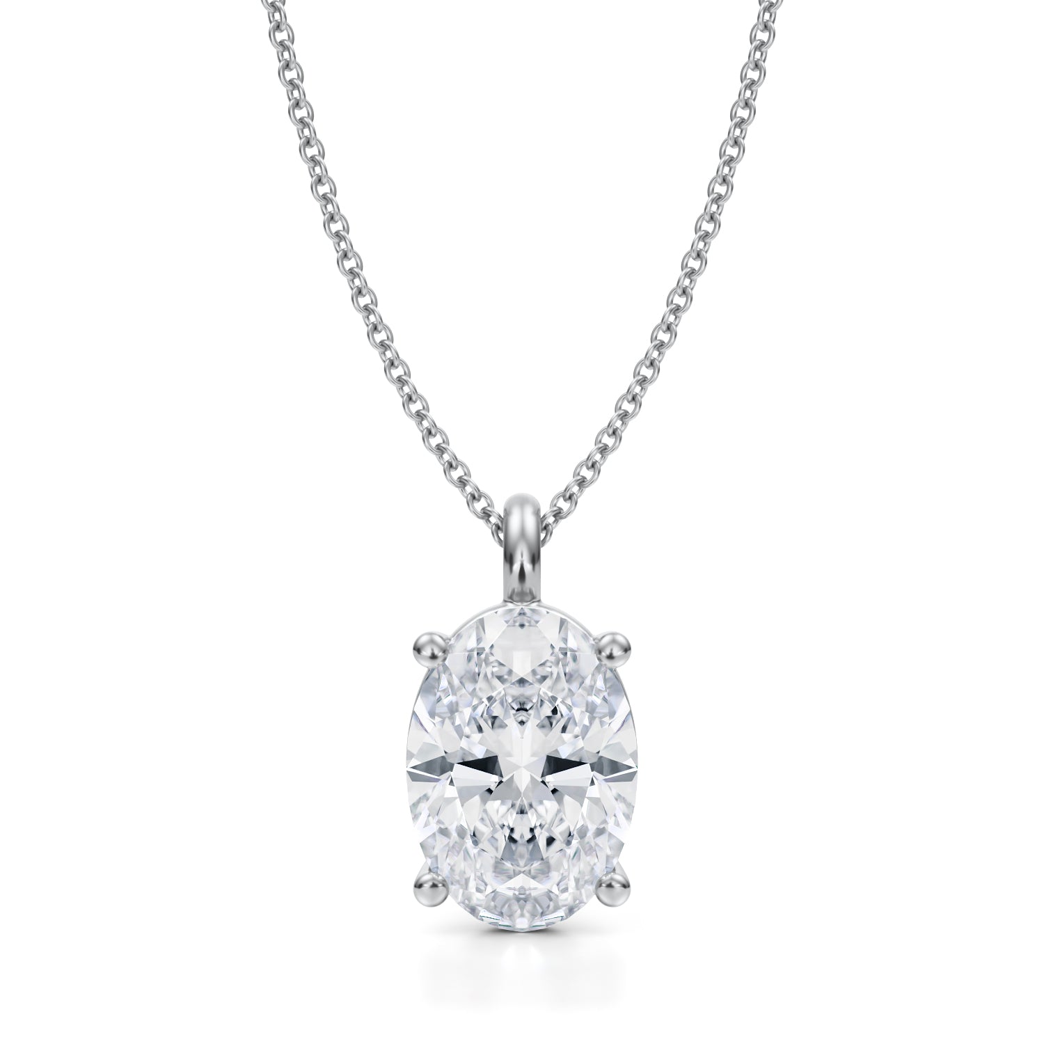 3 1/2 Carat Oval Lab Grown Diamond Solitaire Pendant