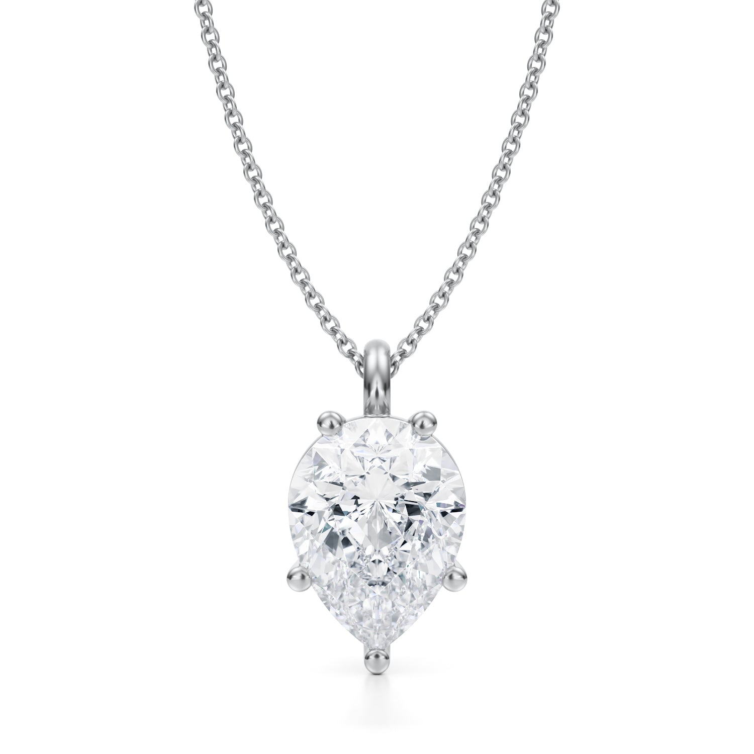 3 1/2 Carat Pear Lab Grown Diamond Solitaire Pendant