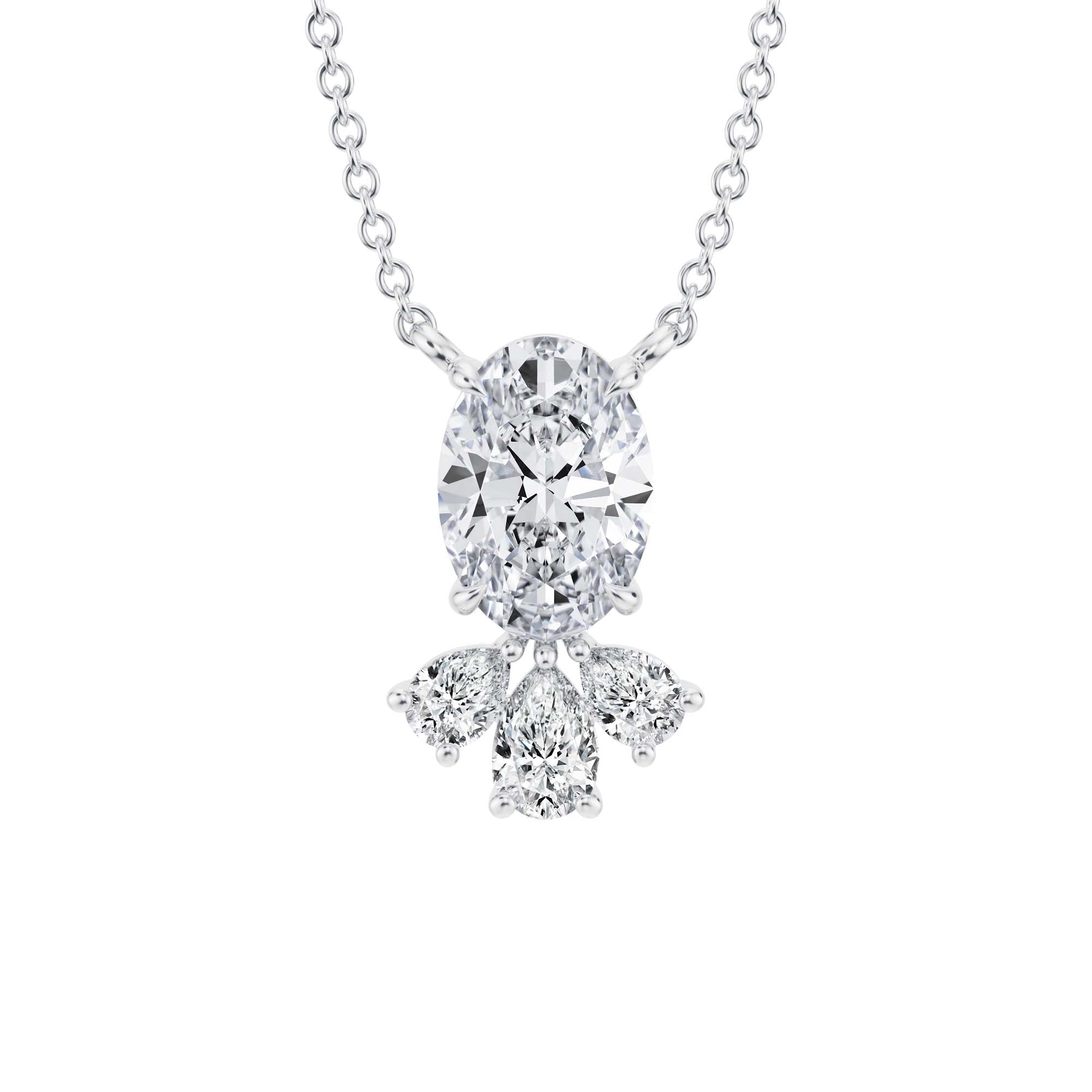 1.5 Carat Oval Royal Marquise Cluster Pendant