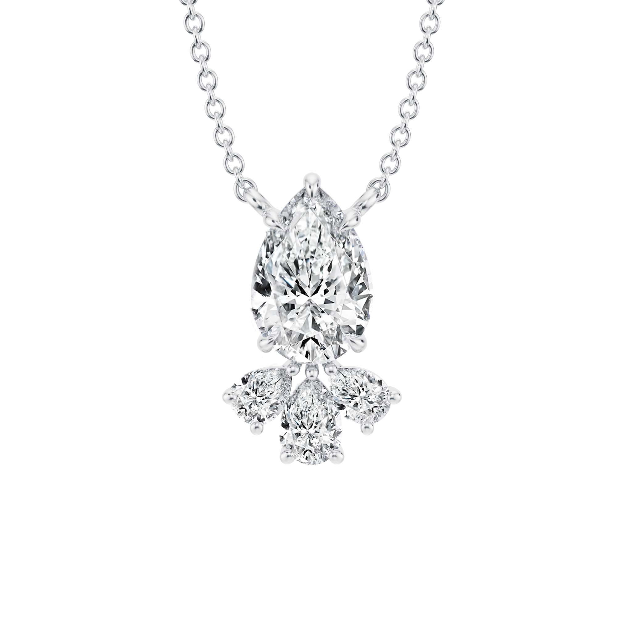 2 Carat Pear Royal Marquise Cluster Pendant