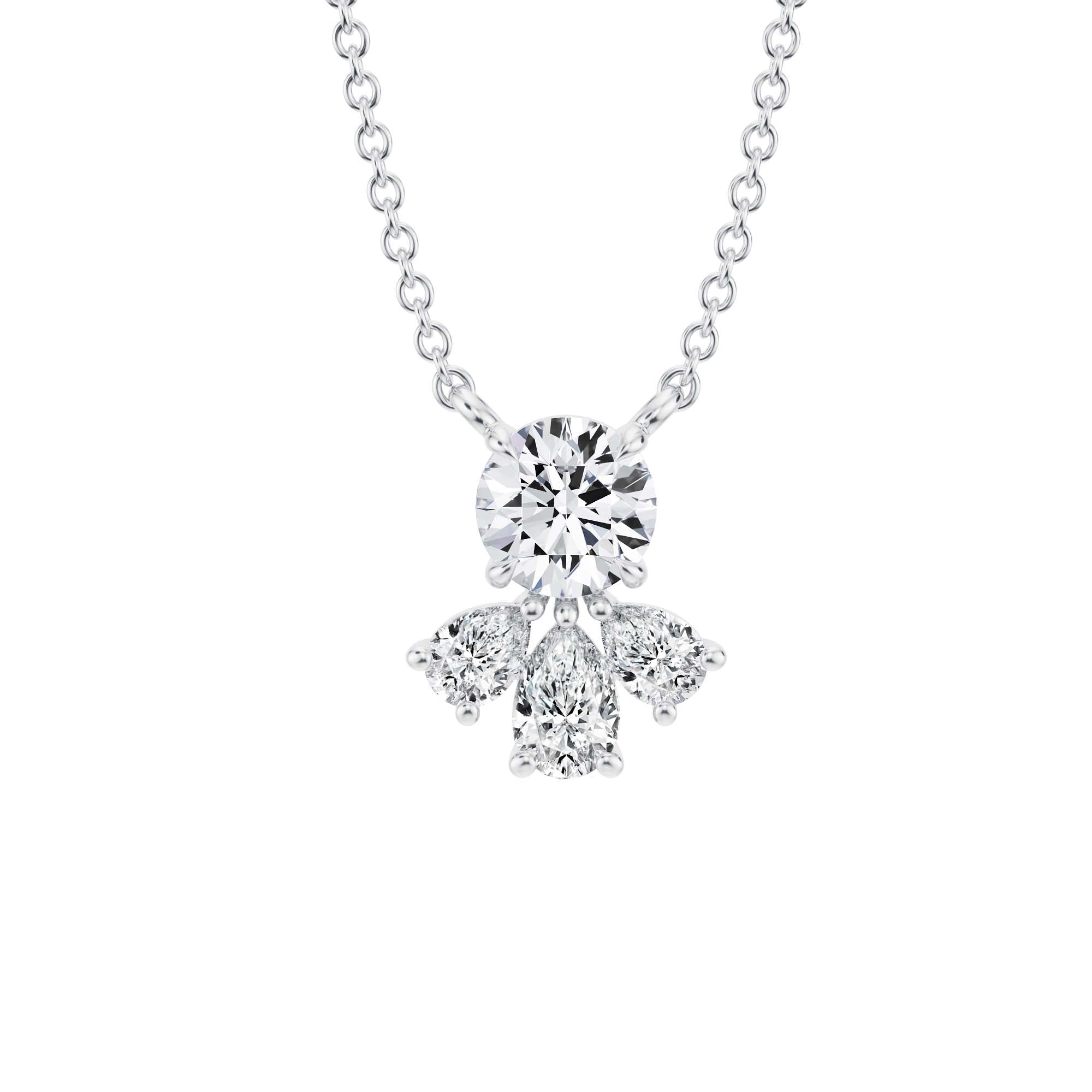 2 Carat Round Royal Marquise Cluster Pendant