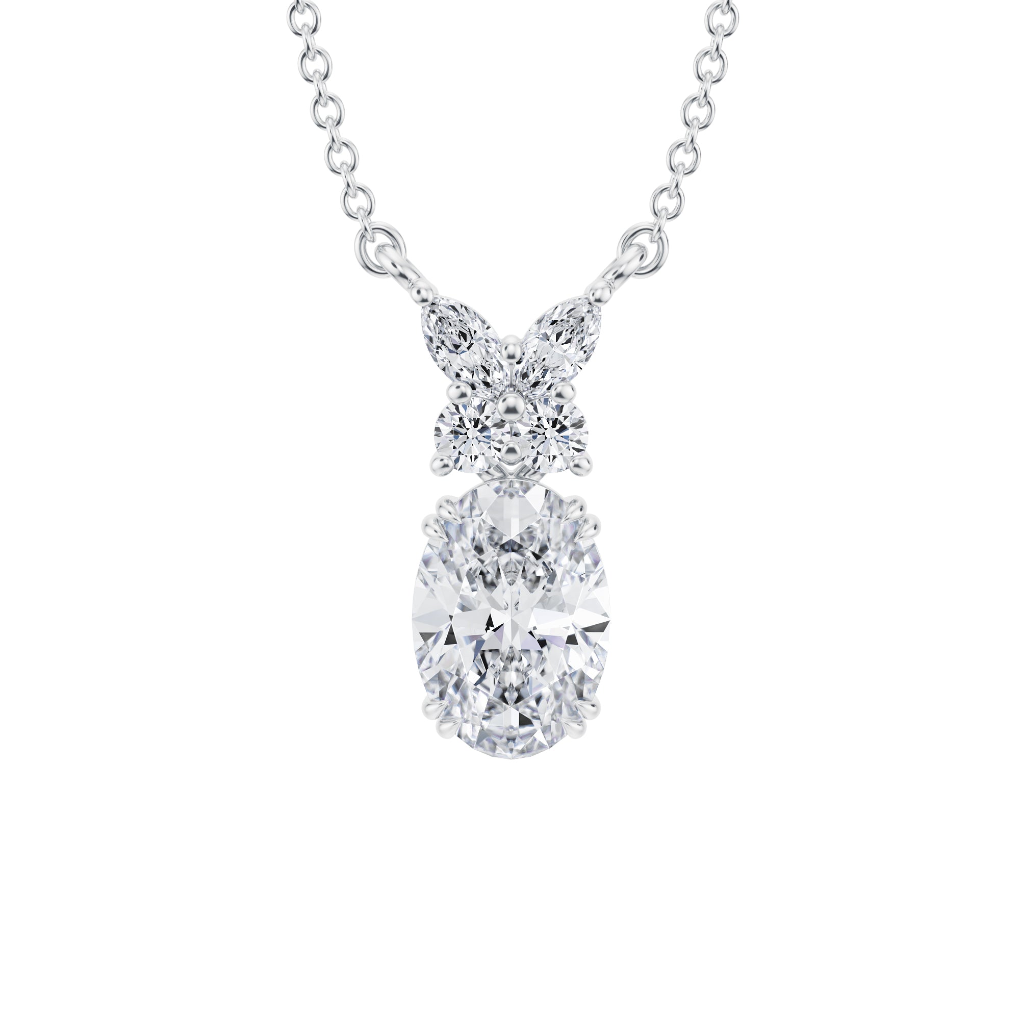 Oval Butterfly Cluster Pendant  2 Carat