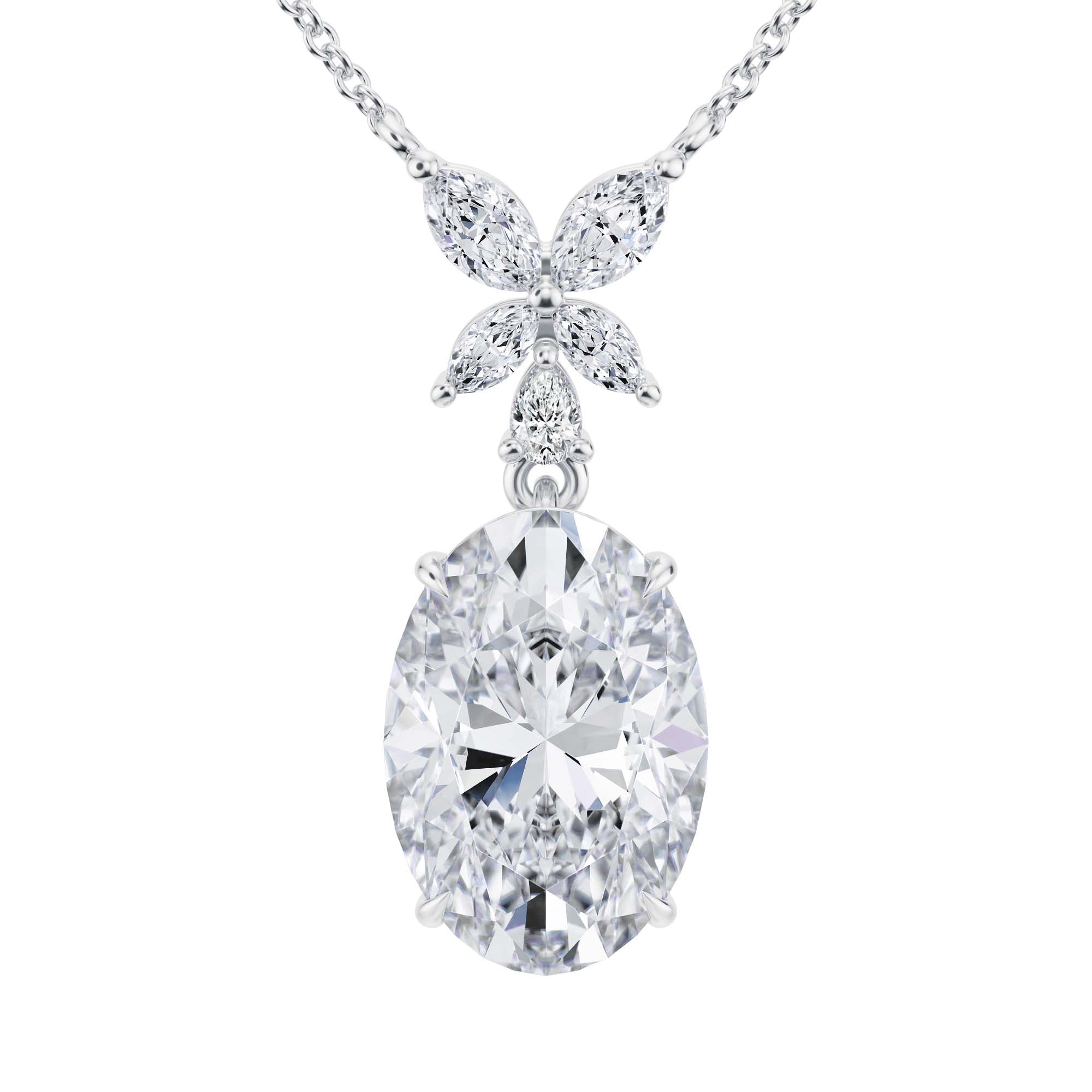 Oval And Marquise Pendant Necklace 4.5 Carat