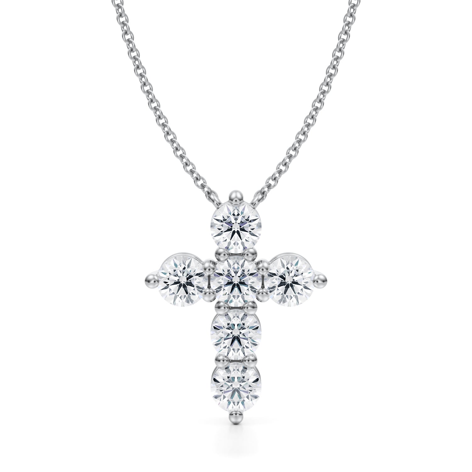 1.5 Carat Round Cross Lab Grown Diamond Pendant Necklace