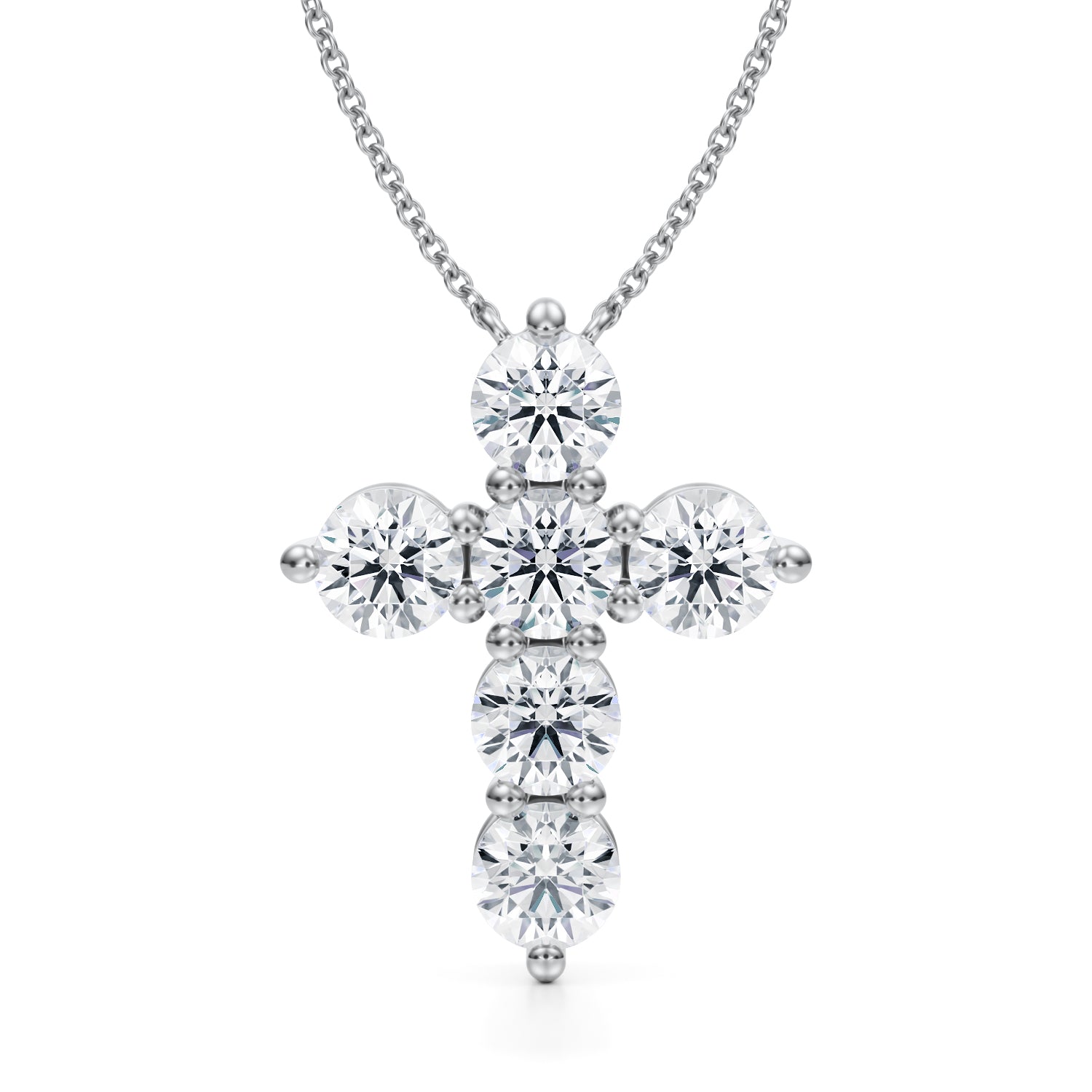 3 Carat Round Cross Lab Grown Diamond Pendant Necklace