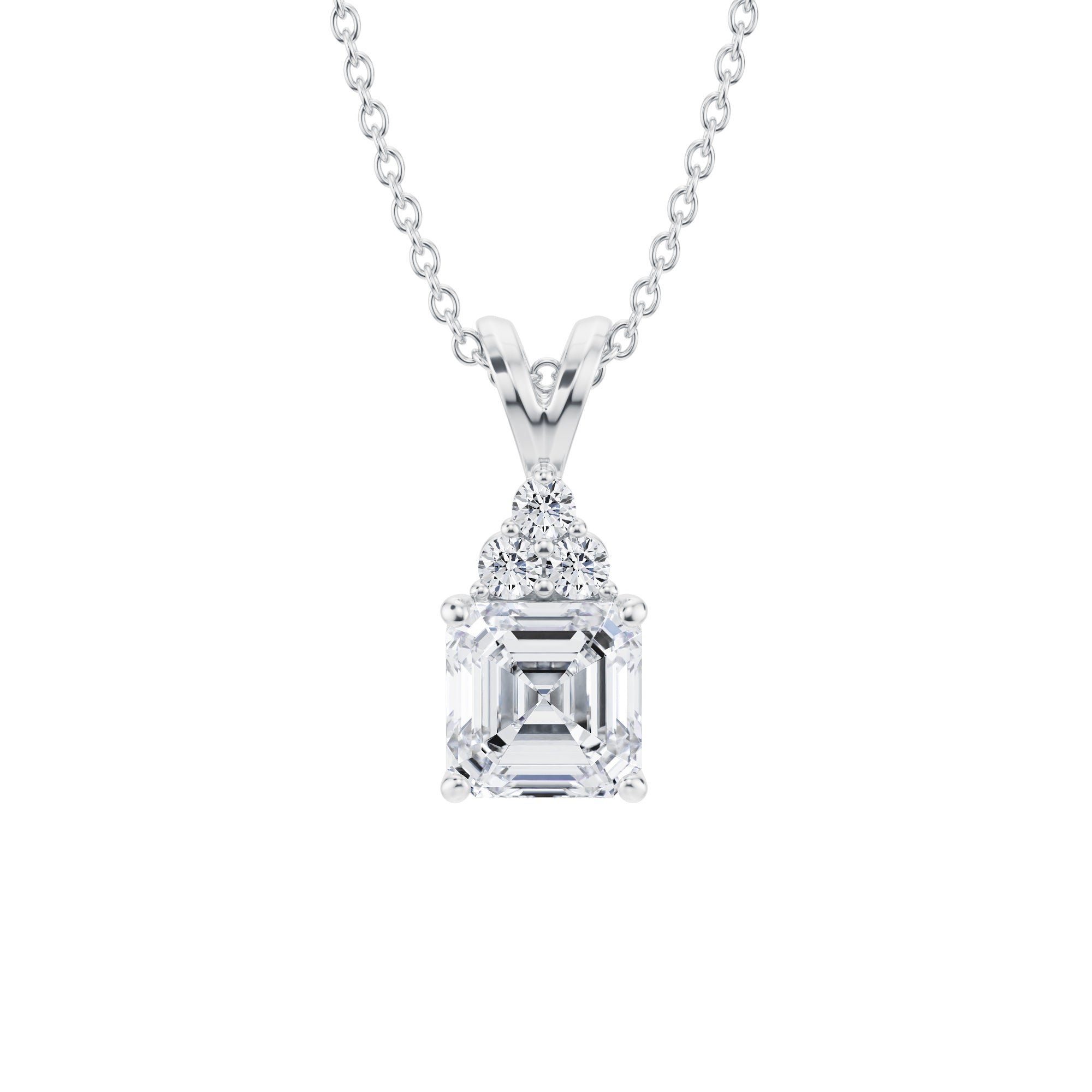 Asscher Cut Royal Round Cluster Pendant