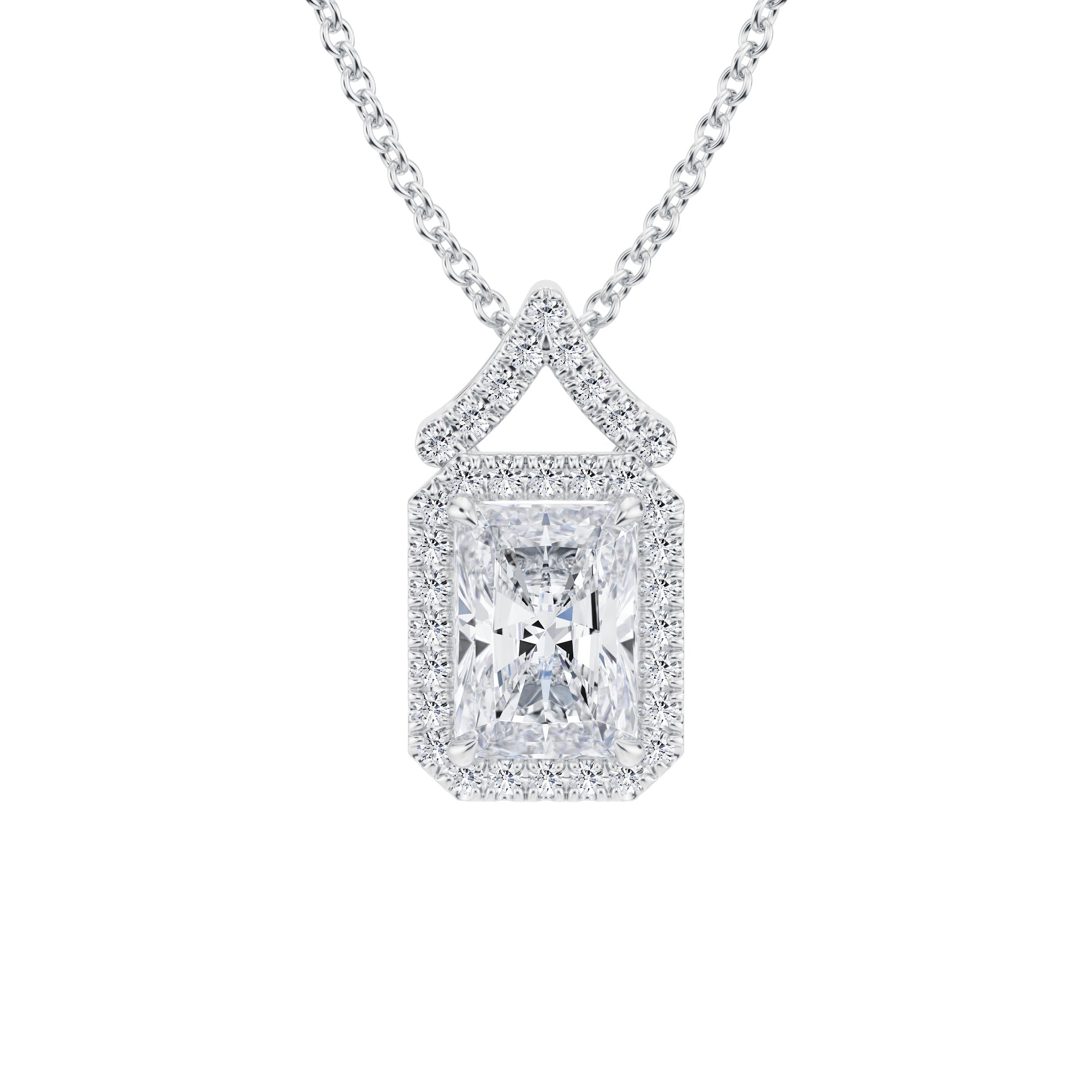 1 Carat Radiant Halo Pendants