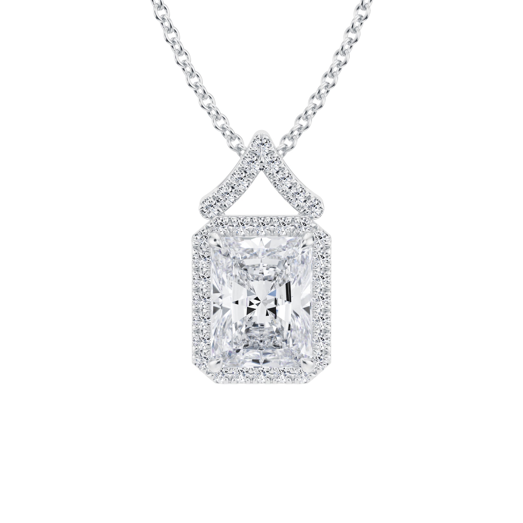 1 1/2 Carat Radiant Halo Pendants