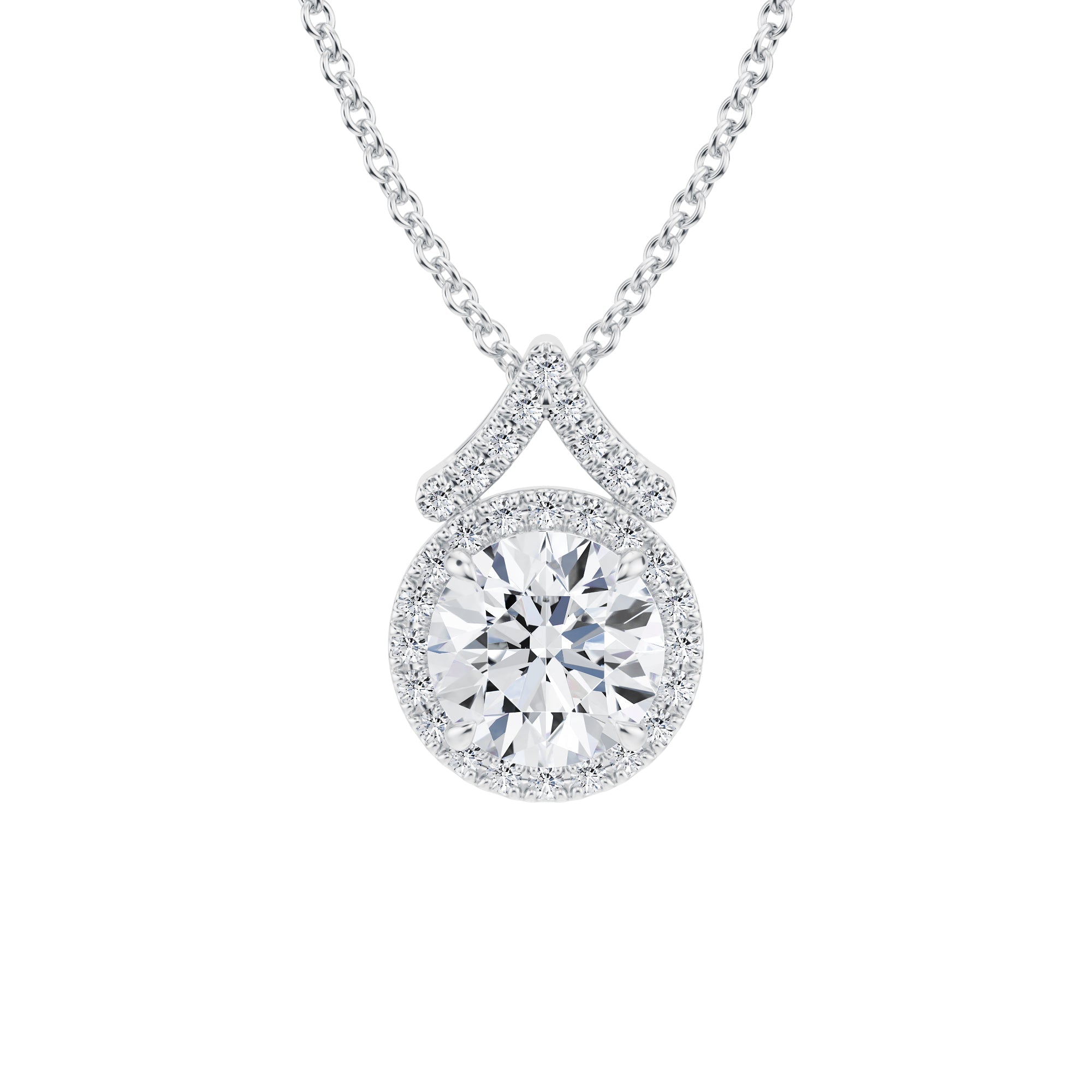 1 Carat Round Halo Pendants