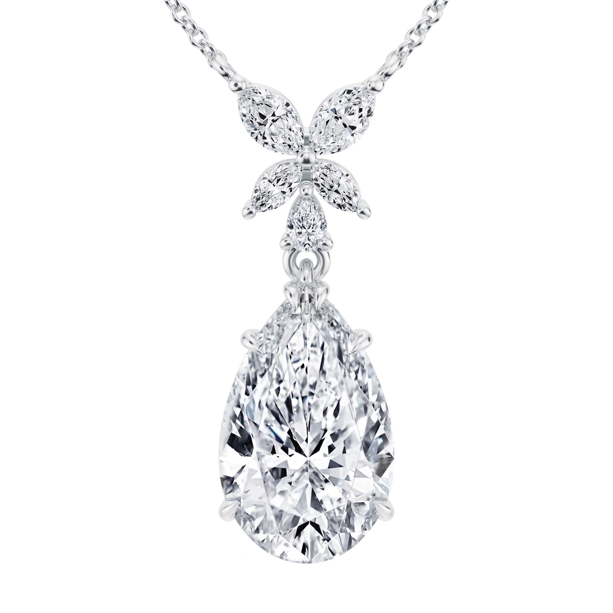 Pear And Marquise Pendant Necklace 4.5 Carat