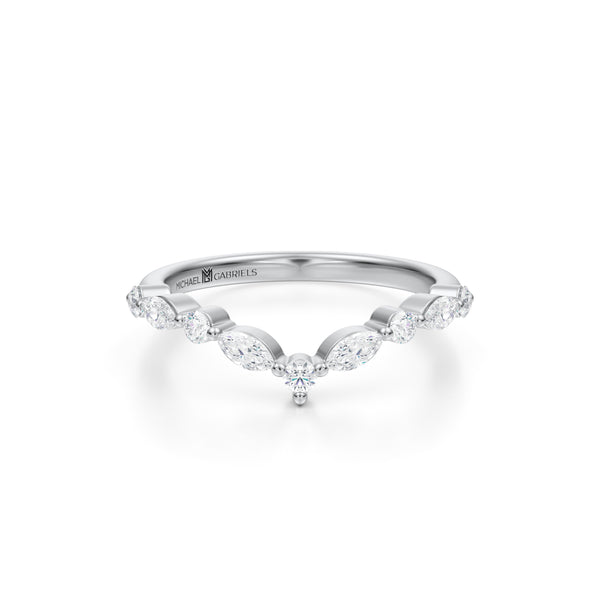 Round & Marquise Curved Diamond Ring