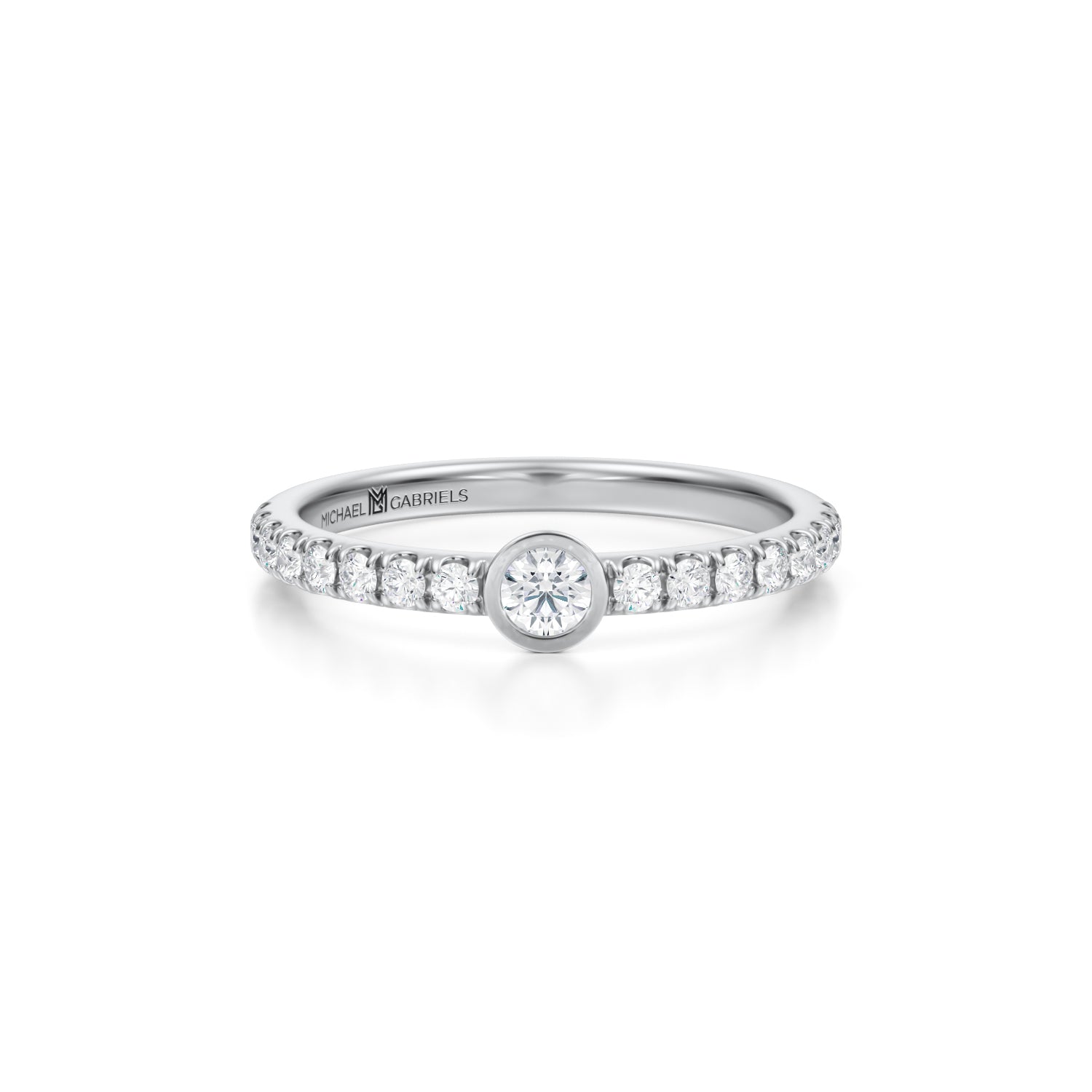 Round Bezel Stackable Pave Ring