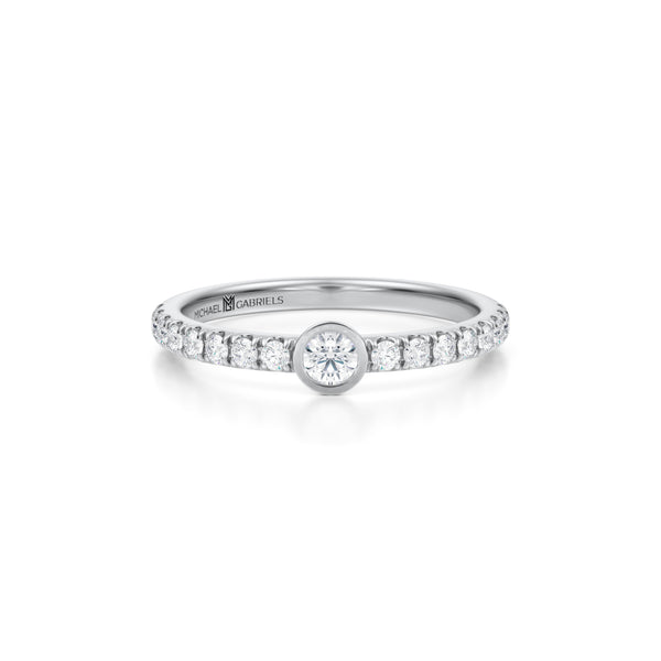 Round Bezel Stackable Pave Ring