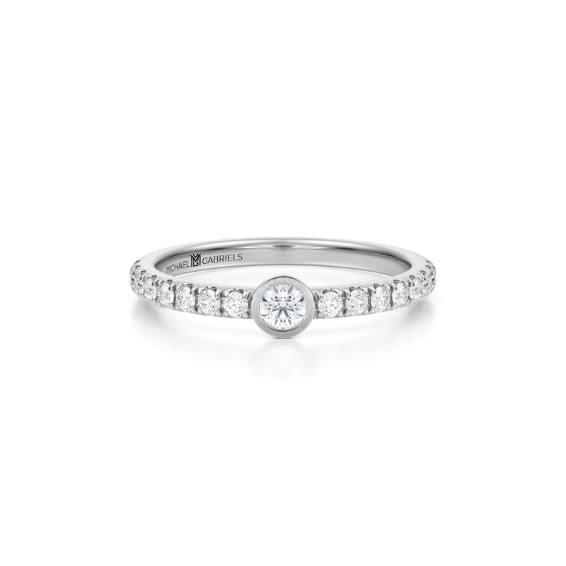 Round Bezel Stackable Pave Ring