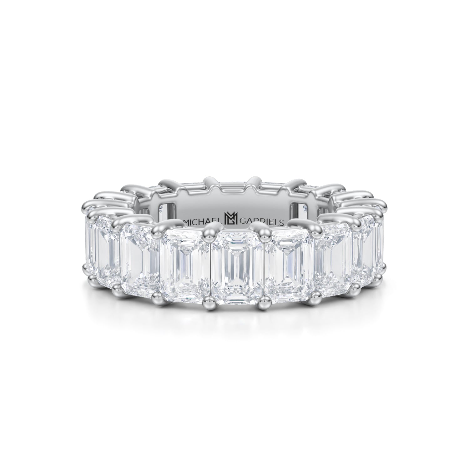 6 Carat Emerald Lab Grown Diamond Basket Eternity Band