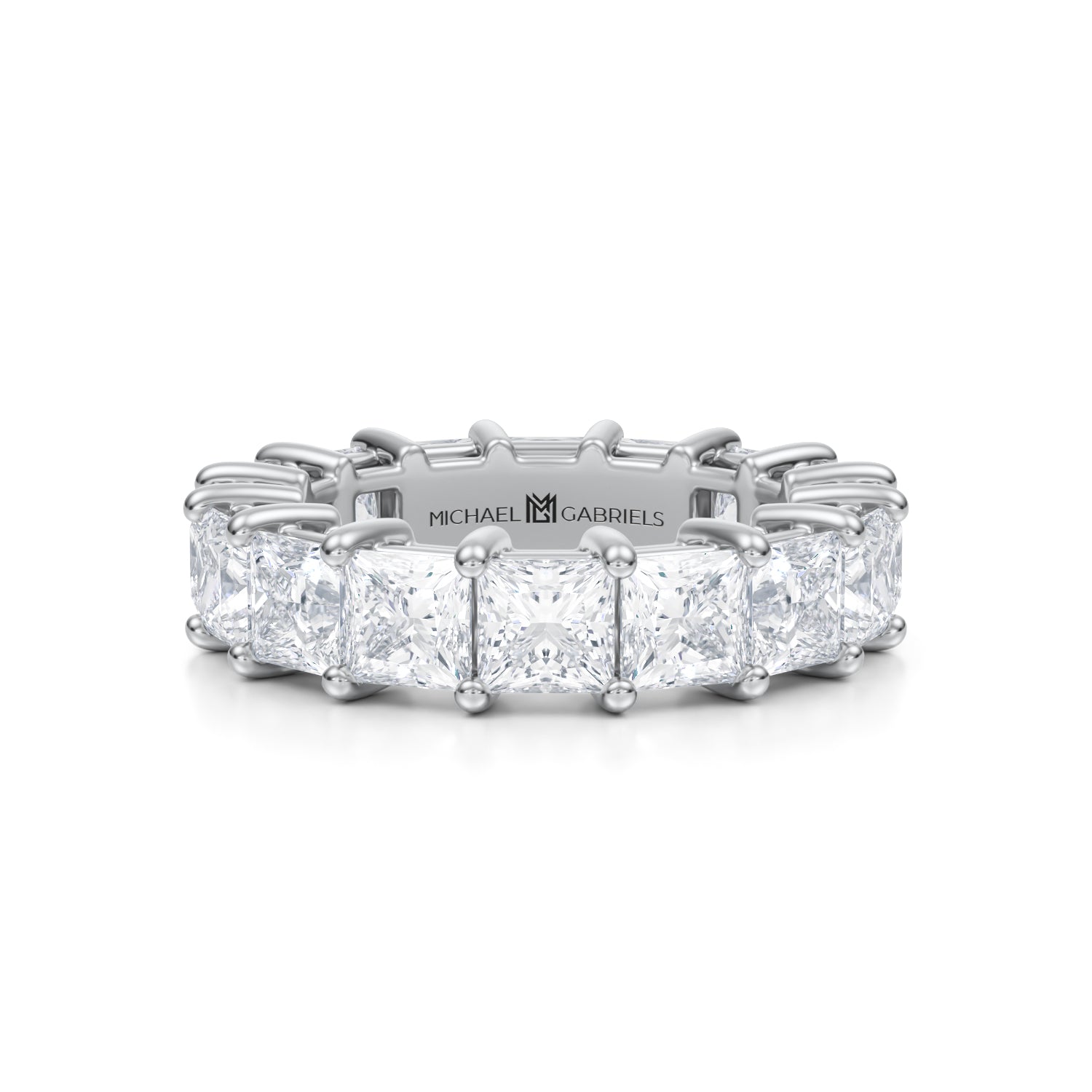 6 Carat Princess Cut Lab Grown Diamond Basket Eternity Band