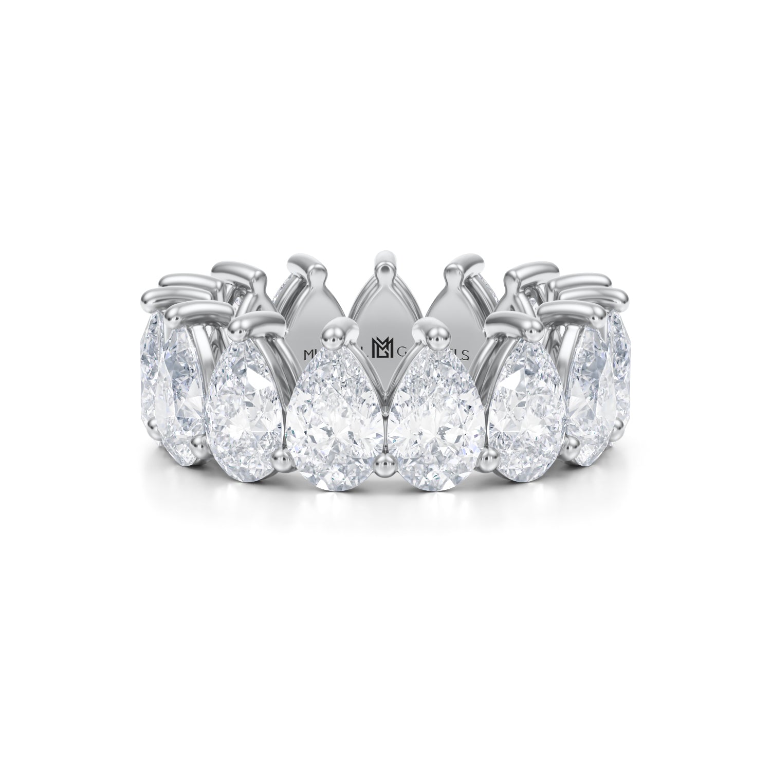 6 Carat Pear Lab Grown Diamond Basket Eternity Band