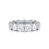 White gold eternity band with lab-grown diamonds.