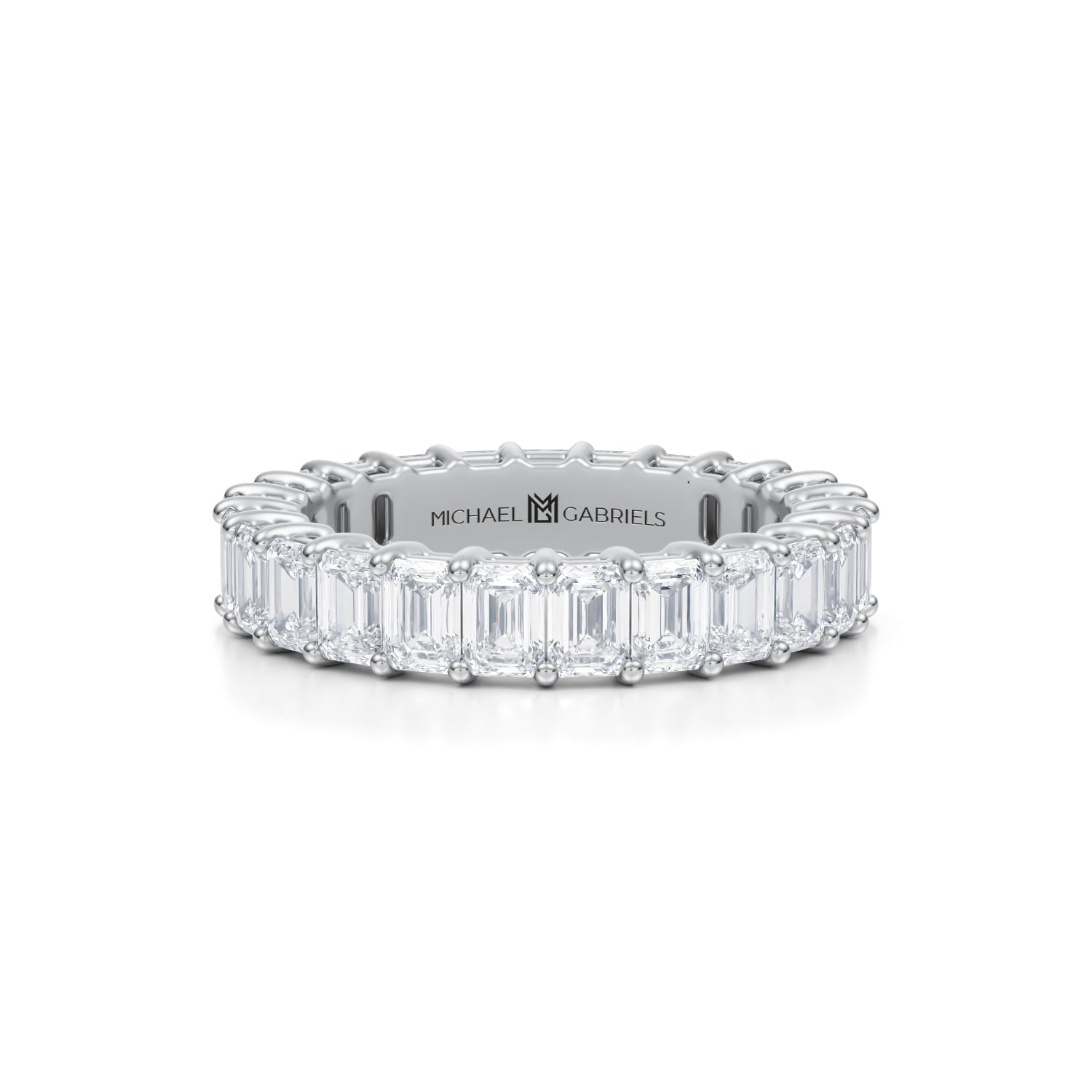 3 Carat Emerald Lab Grown Diamond Basket Eternity Band