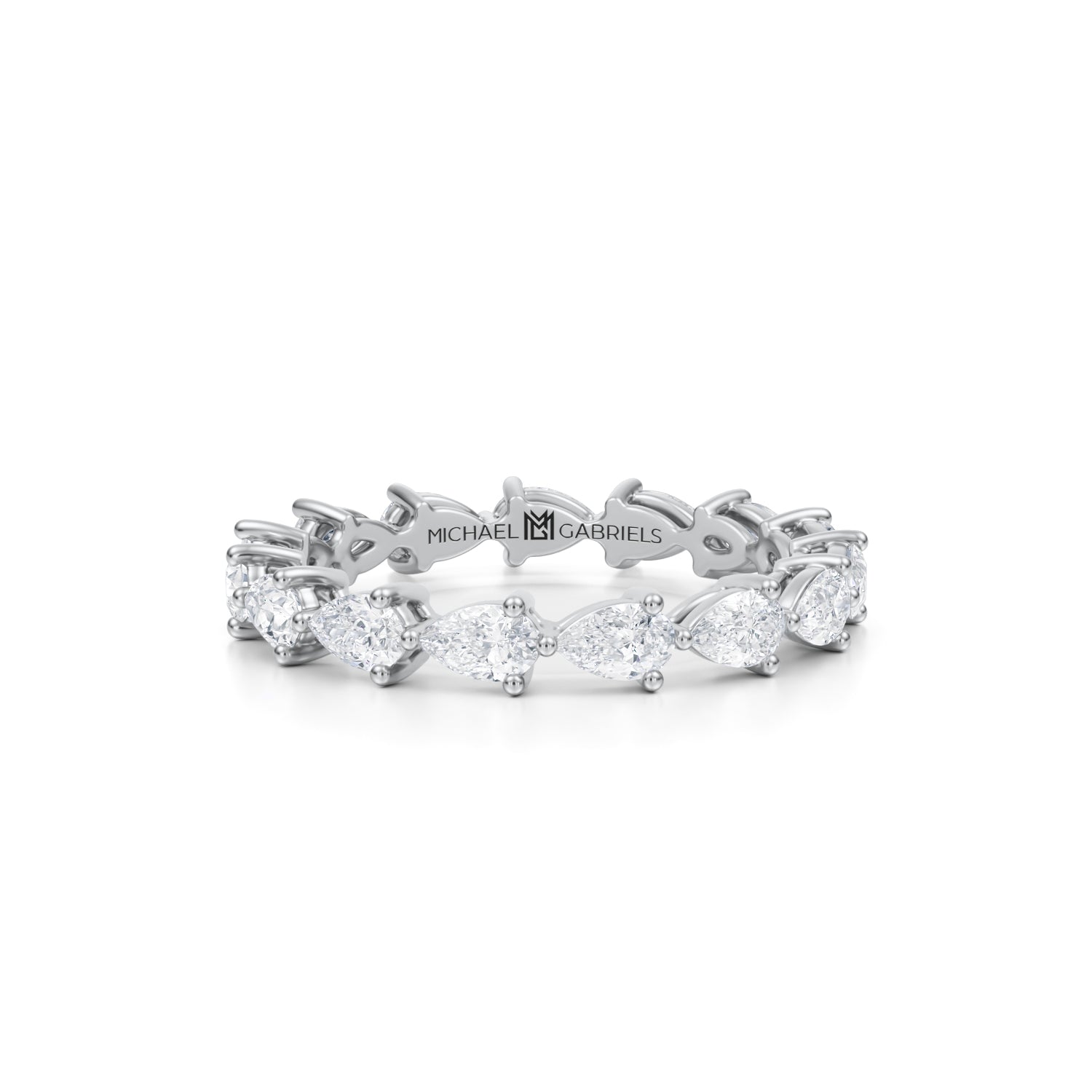 Petite lab-grown diamond eternity band in white gold.