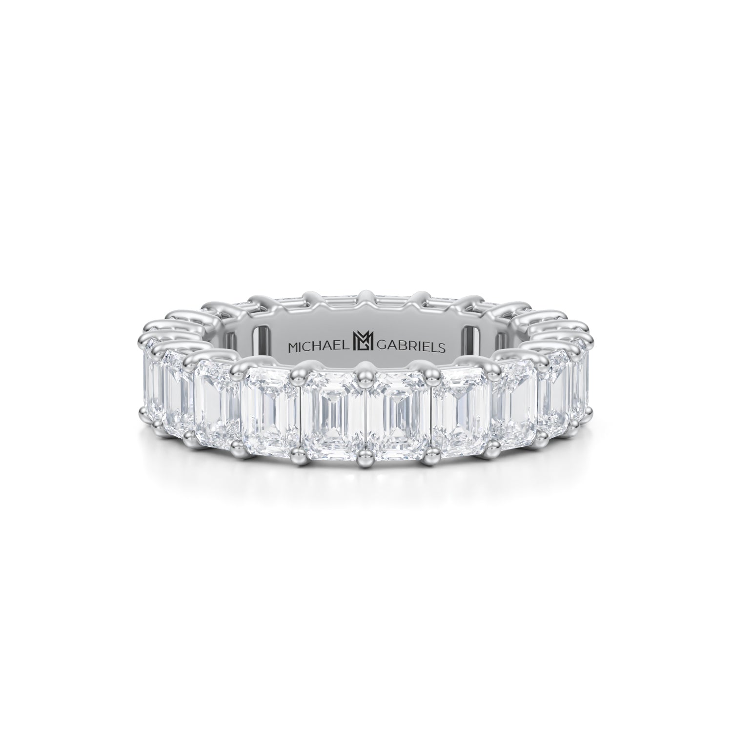 4 Carat Emerald Lab Grown Diamond Basket Eternity Band