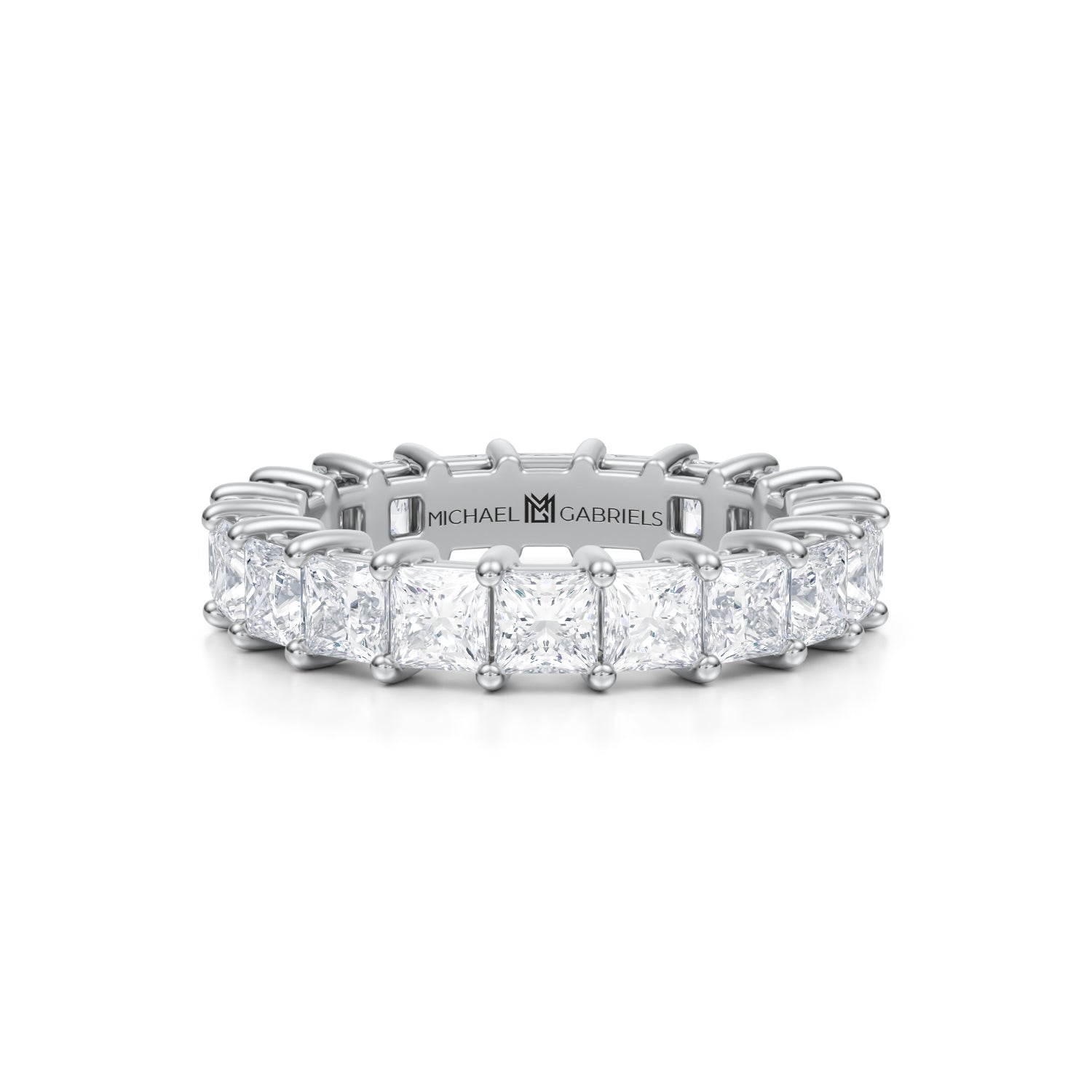 4 Carat Princess Cut Lab Grown Diamond Basket Eternity Band