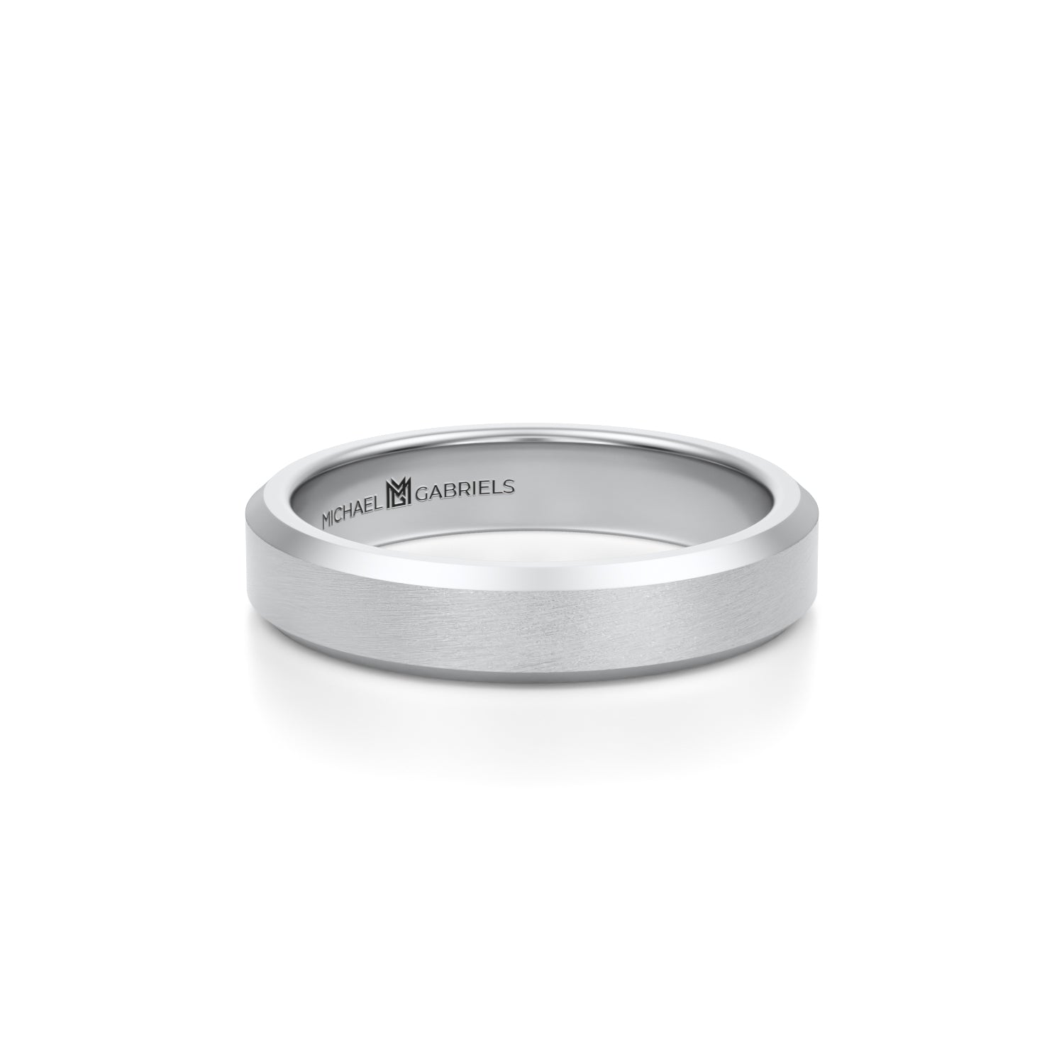 4mm Mens Beveled Wedding Band - Center Matte